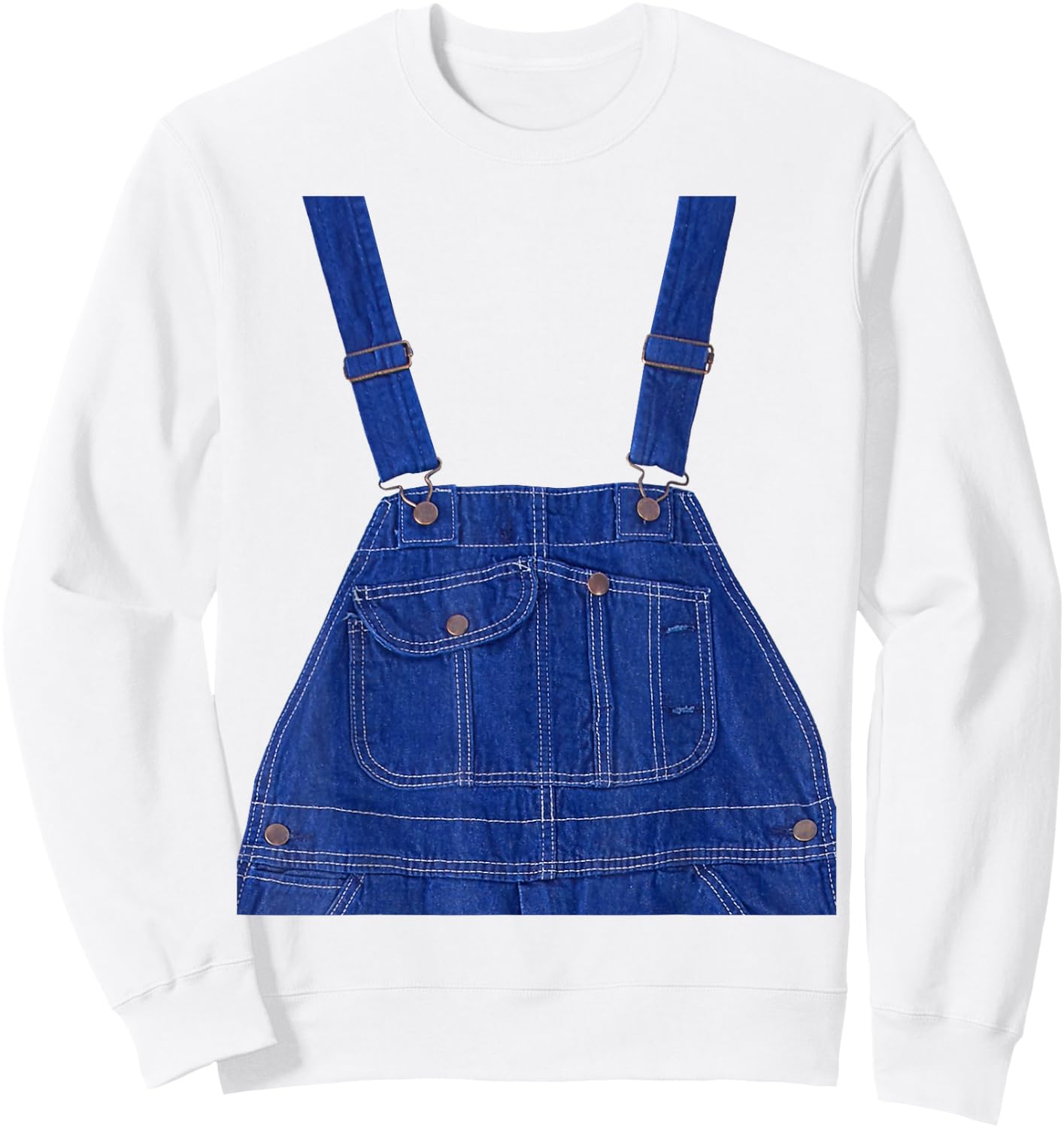 Party Costume - Blue Color Overall Printed On A Yellow Color Sweatshirt - Sweatshirt | White