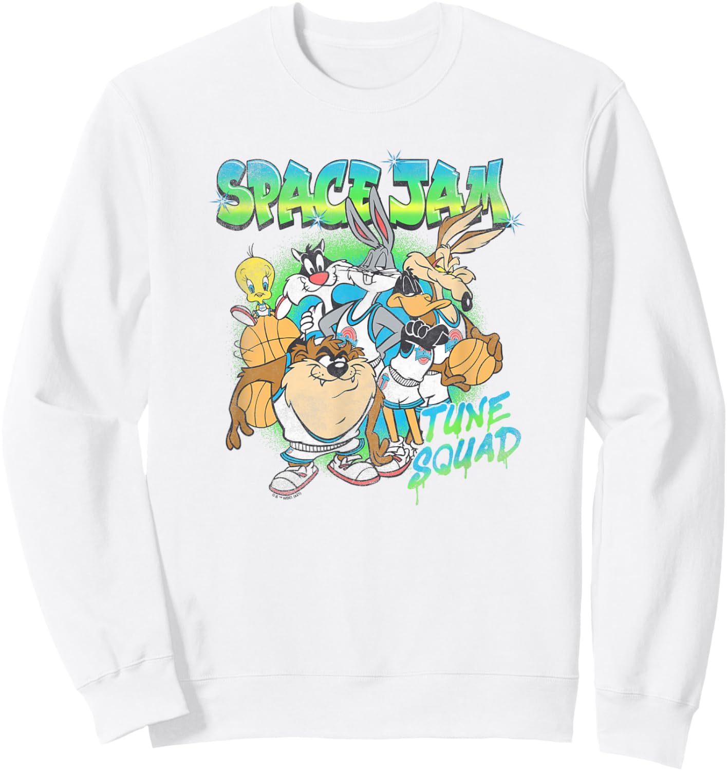 Space Jam Classic Tune Squad Airbrush Group Poster Sweatshirt - Sweatshirt | White