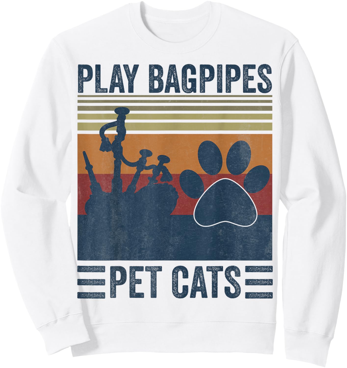 Funny Cat lover and Bagpipe Player - Pet Cats Play Bagpipes Sweatshirt - Sweatshirt | White