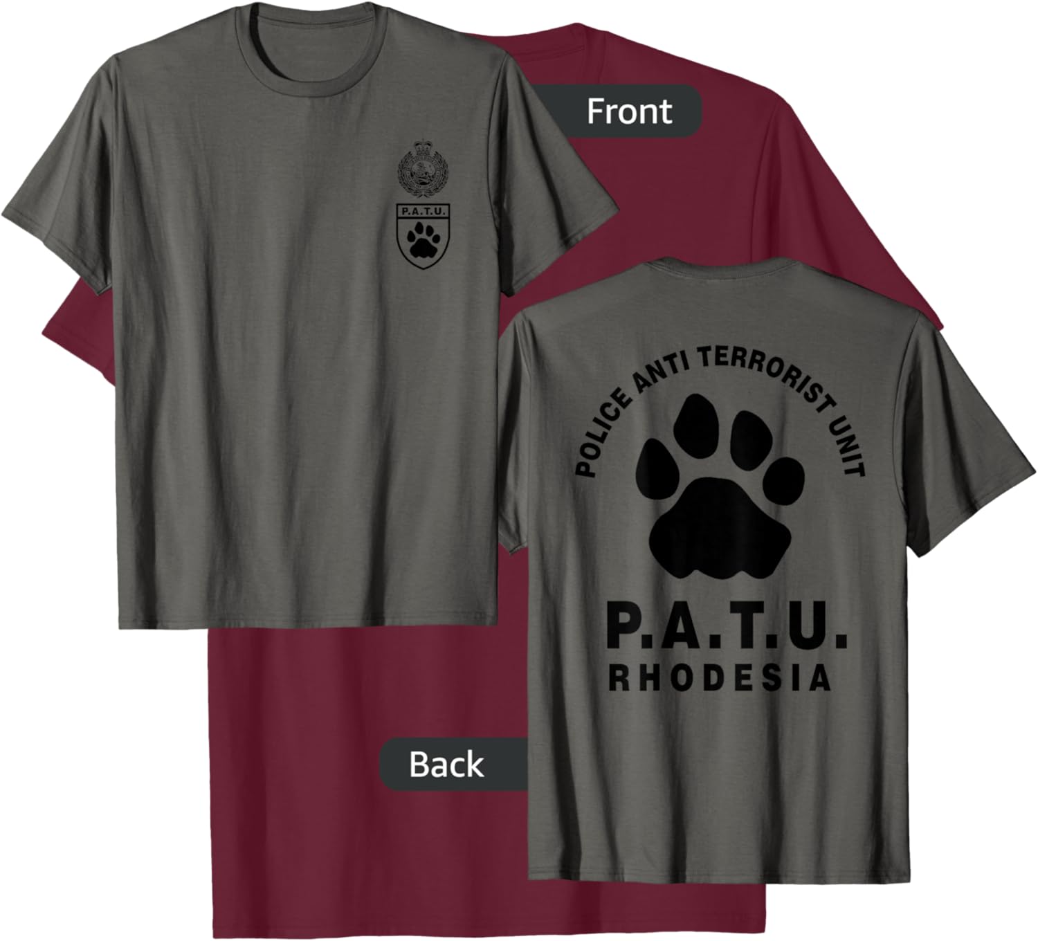 BSAP Police PATU Police Anti-Terrorist Unit T-Shirt - T-Shirt | Maroon