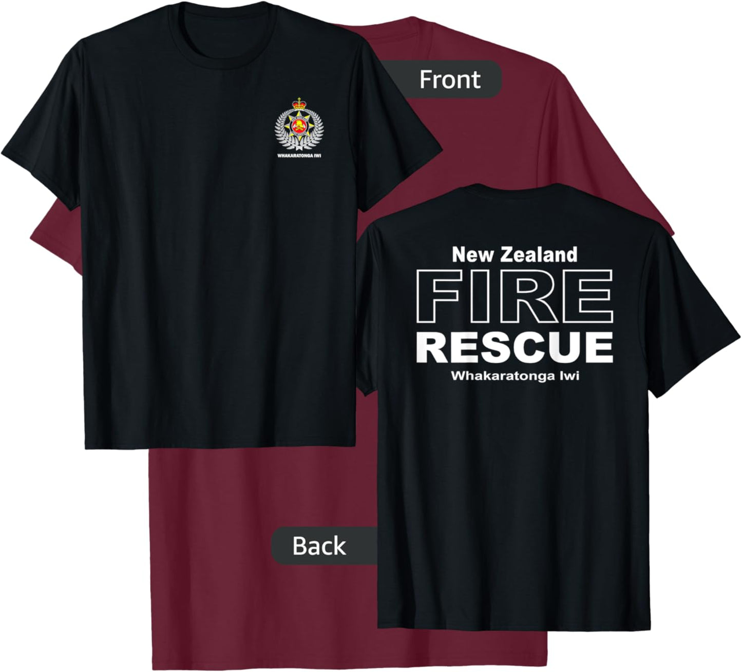 New Zealand Fire Rescue Firefighter T-Shirt - T-Shirt | Maroon