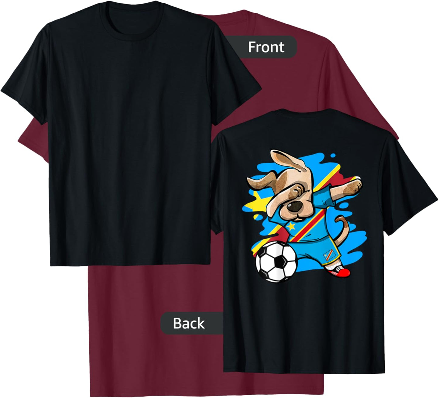 Dabbing Dog DR Congo Soccer Fans Jersey Congolese Football T-Shirt - T-Shirt | Maroon