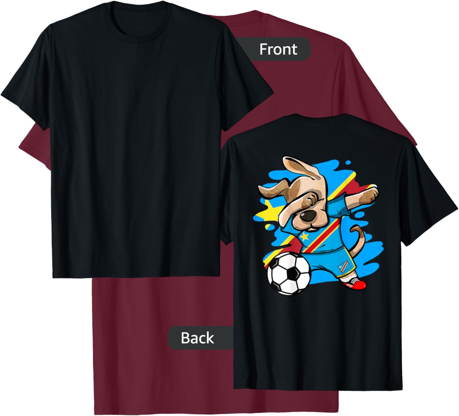 Dabbing Dog DR Congo Soccer Fans Jersey Congolese Football T-Shirt - T-Shirt | Maroon