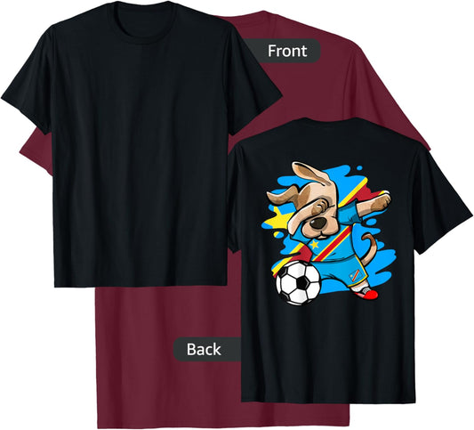 Dabbing Dog DR Congo Soccer Fans Jersey Congolese Football T-Shirt - T-Shirt | Maroon