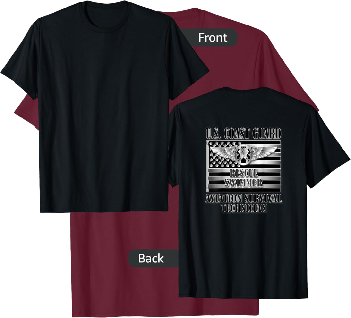 Coast Guard Rescue Swimmer (Back Design) T-Shirt - T-Shirt | Maroon