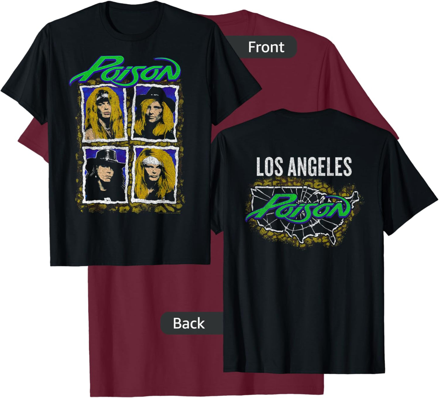 Poison - Vintage City Los Angeles T-Shirt - T-Shirt | Maroon