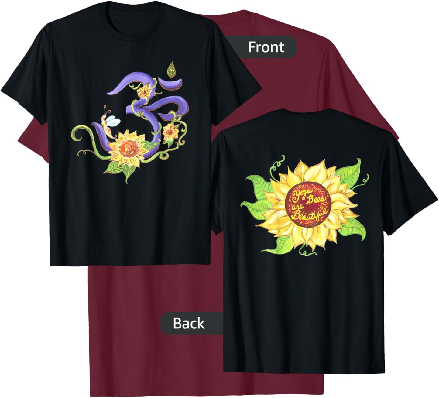 Sunflower Om T-Shirt - T-Shirt | Maroon