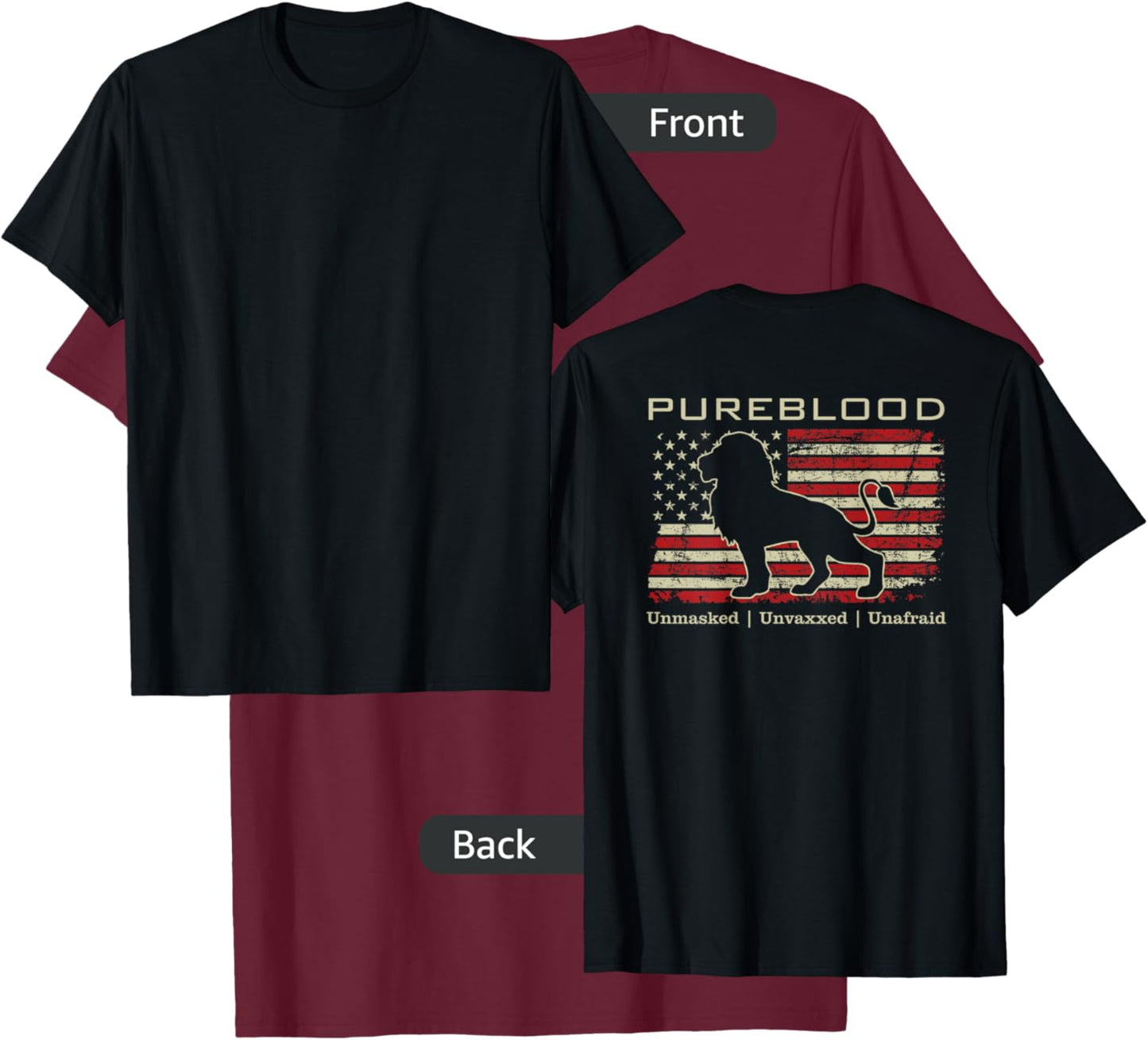 Pureblood Movement #Pureblood Medical Freedom Lion (ON BACK) T-Shirt - T-Shirt | Maroon