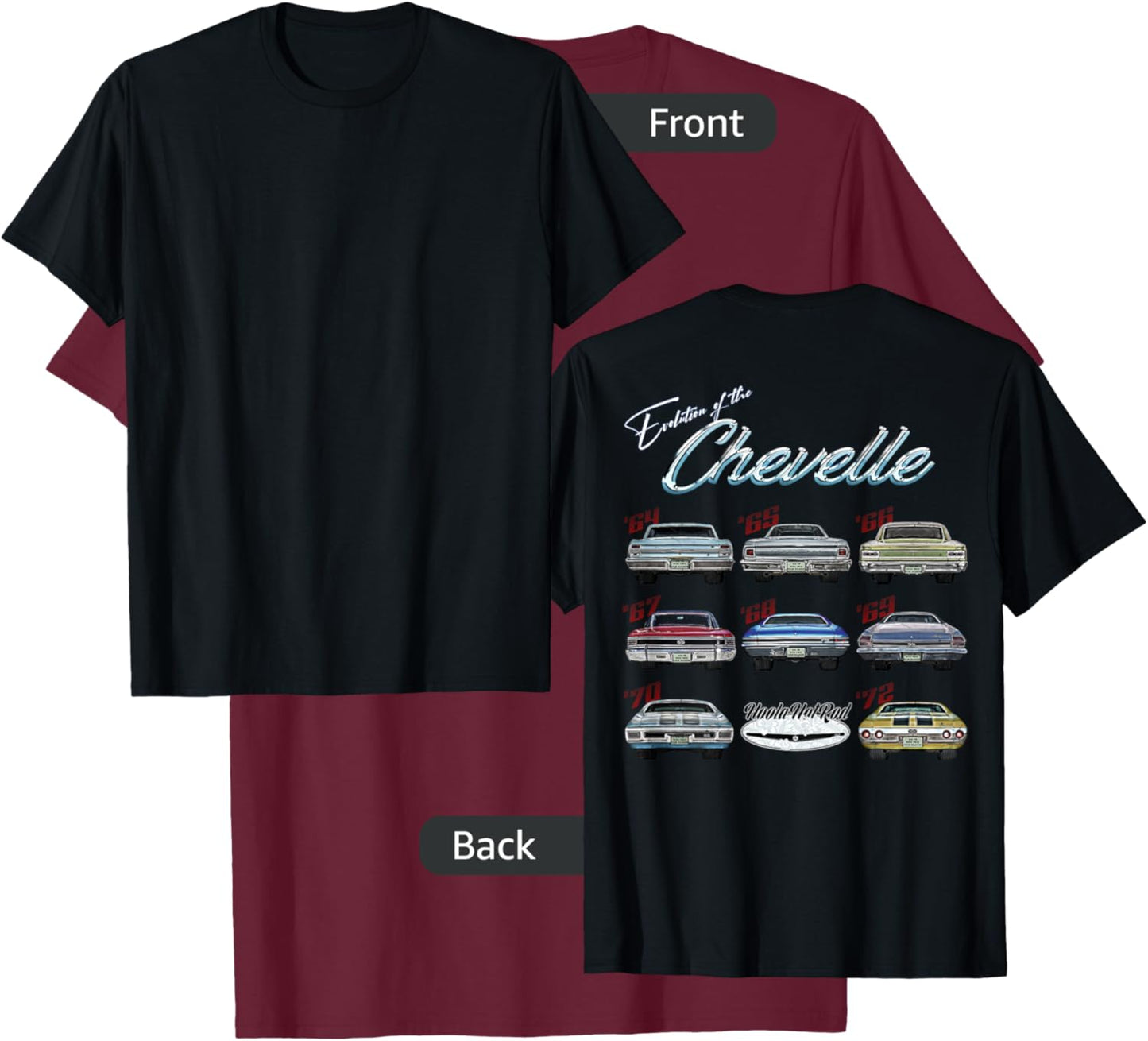 Evolution of the Chevelle,SS,Hotrod,Muscle Car,SS454,SS427 T-Shirt - T-Shirt | Maroon