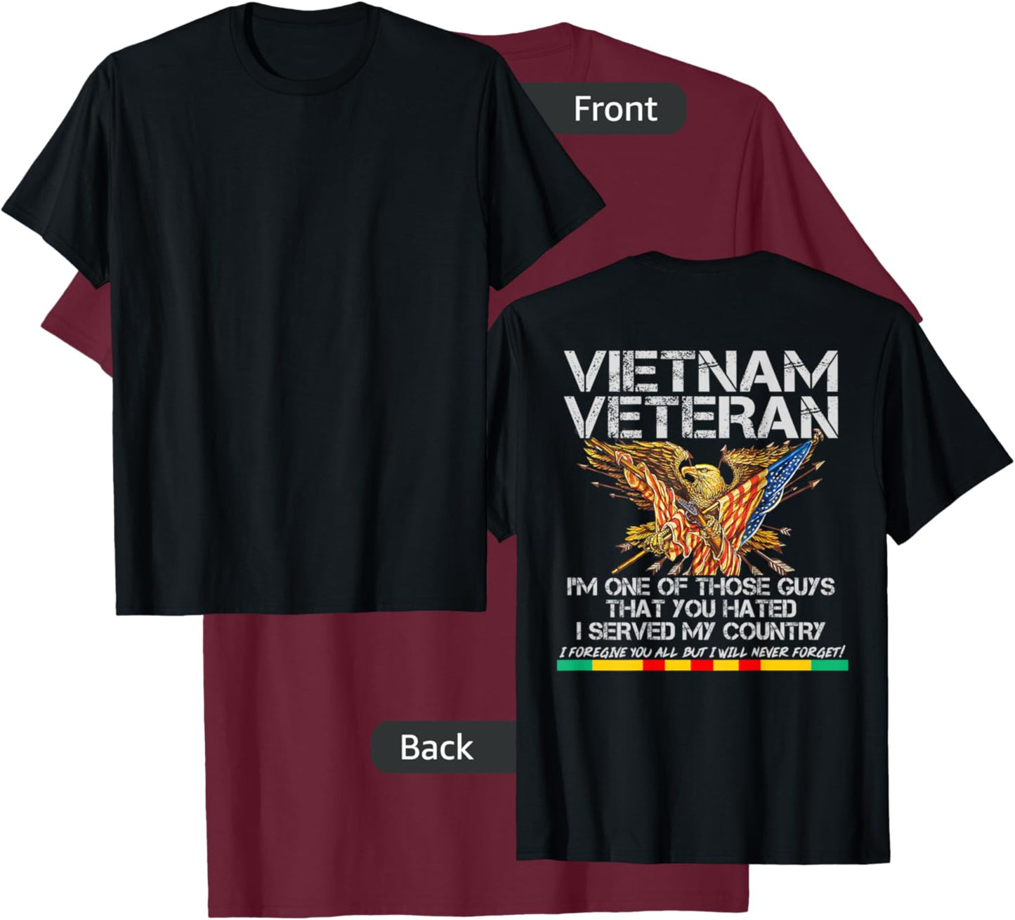 Vietnam Veteran T shirt, Veteran Dad, Grandpa Design on Back T-Shirt - T-Shirt | Maroon