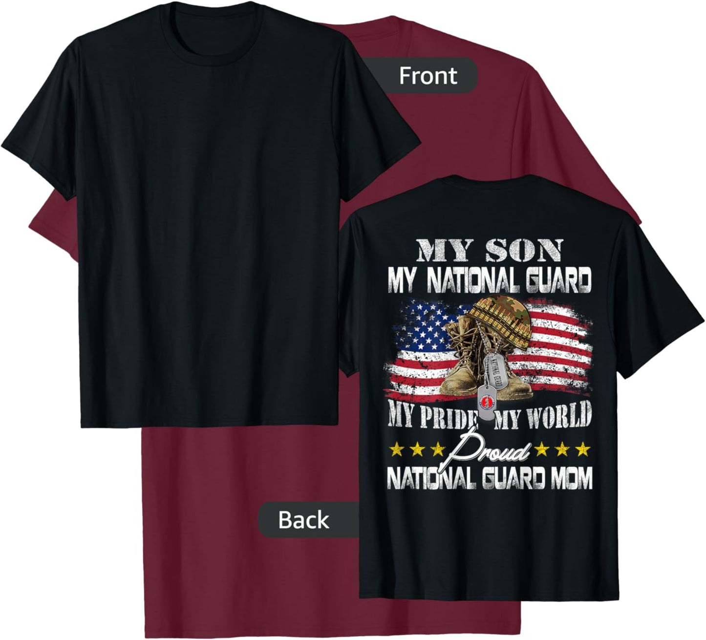 Proud National Guard Mom National Guard Graduation Mom T-Shirt - T-Shirt | Maroon