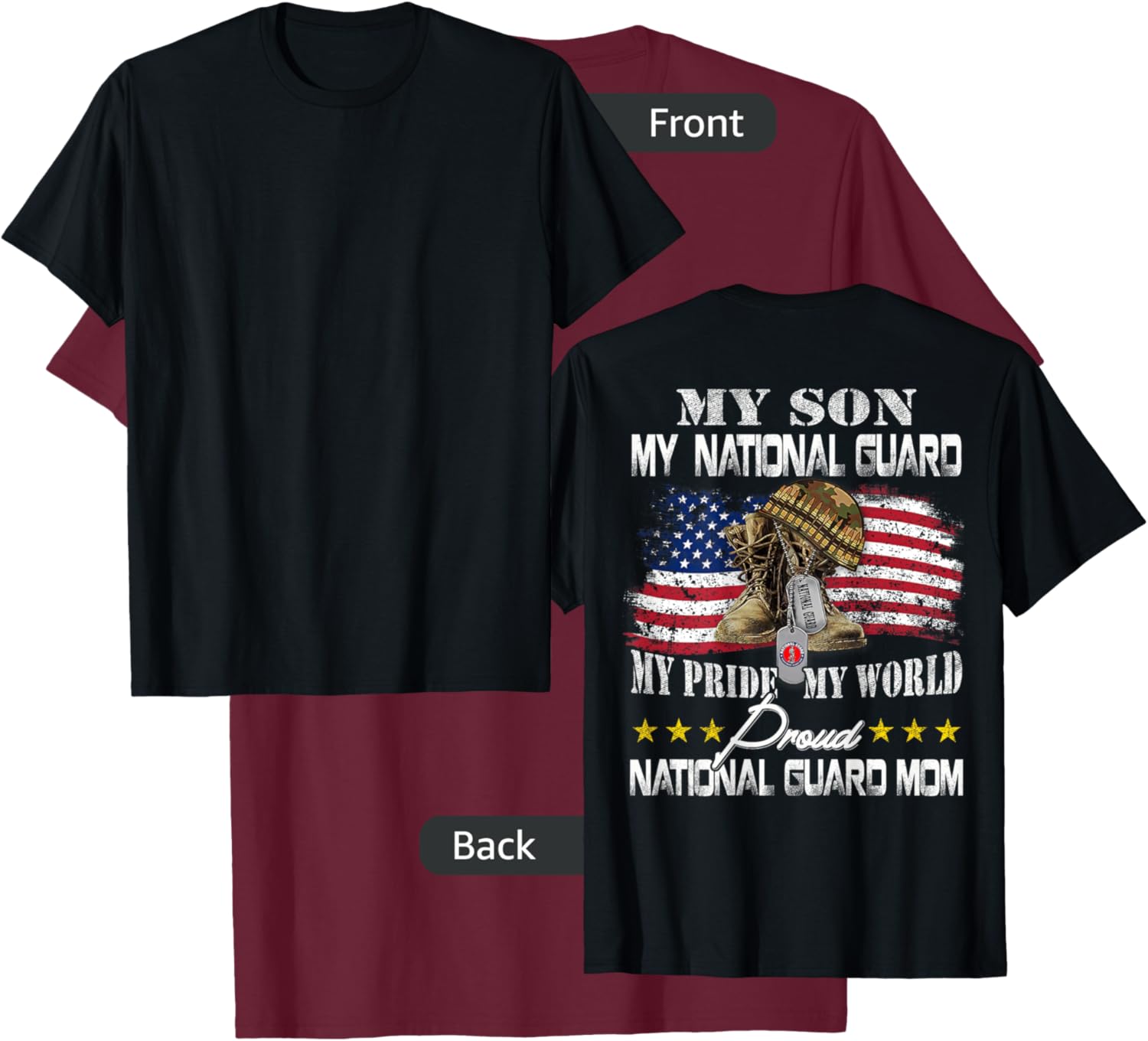 Proud National Guard Mom National Guard Graduation Mom T-Shirt - T-Shirt | Maroon