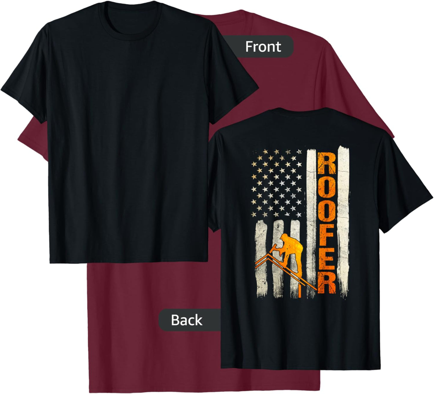 Roofer Gifts Roofing Design On Back of Clothing T-Shirt - T-Shirt | Maroon