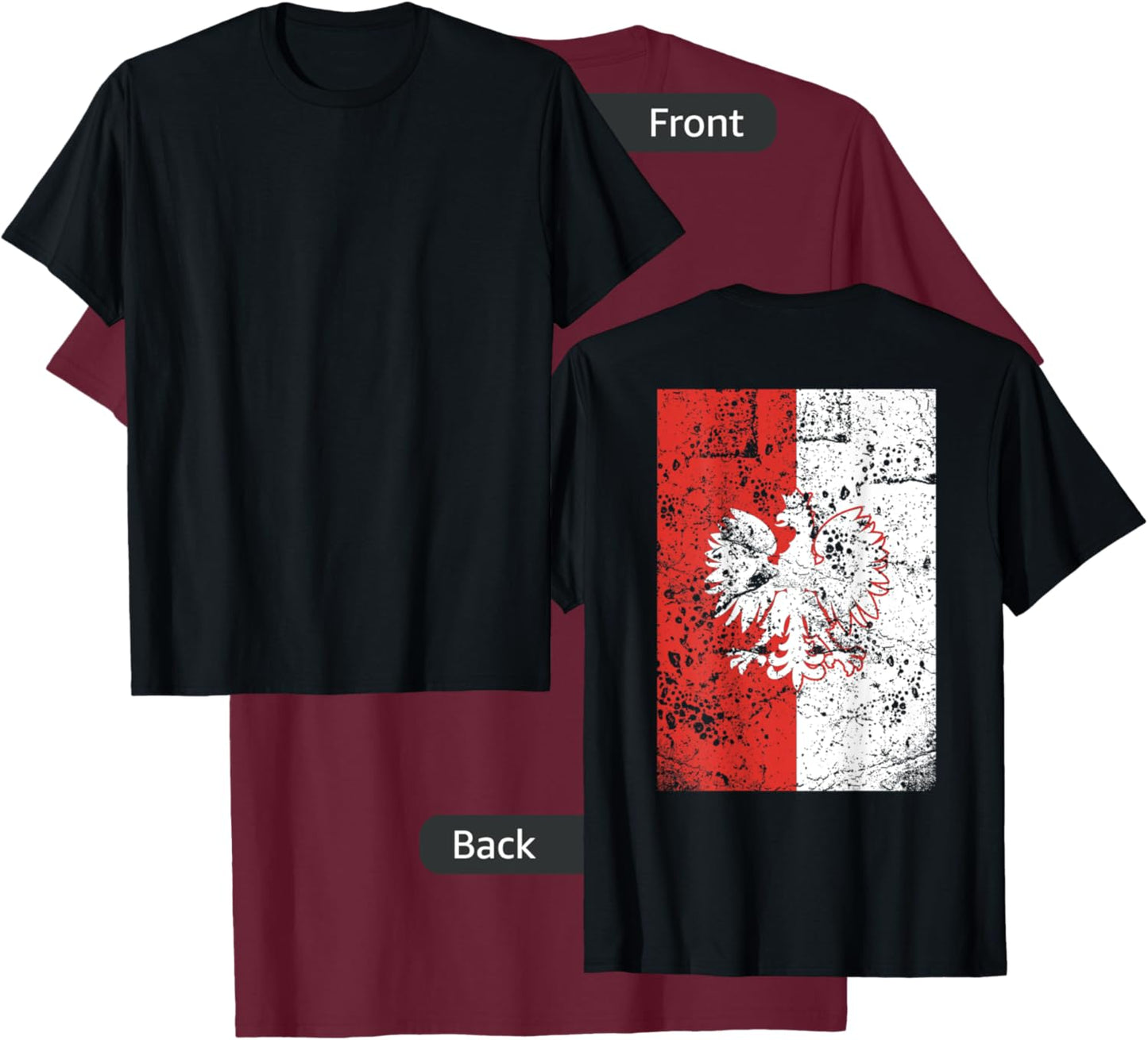 Poland Flag Vintage Big Polska Eagle Polish Pride Country T-Shirt - T-Shirt | Maroon