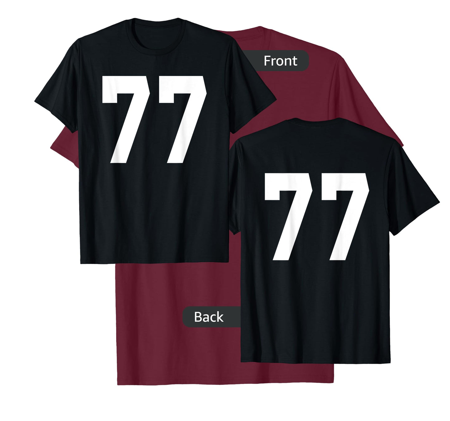 Number 77 Sports Jersey Front and Back Team Player T-Shirt