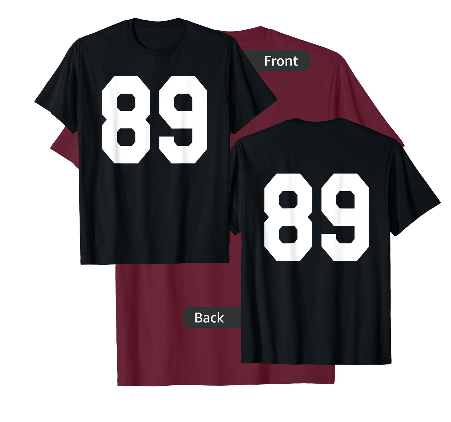 Number 89 Sports Jersey Front and Back Team Player T-Shirt