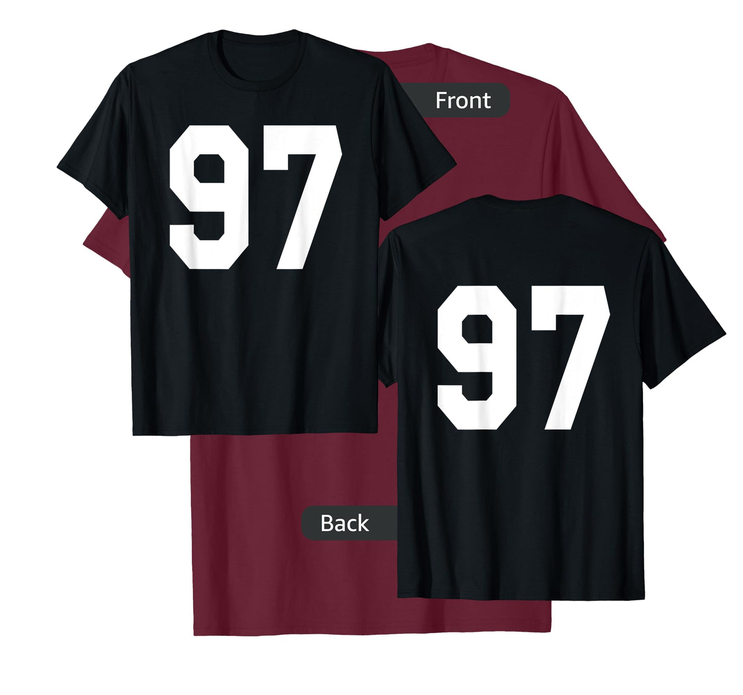 Number 97 Sports Jersey Front and Back Team Player T-Shirt