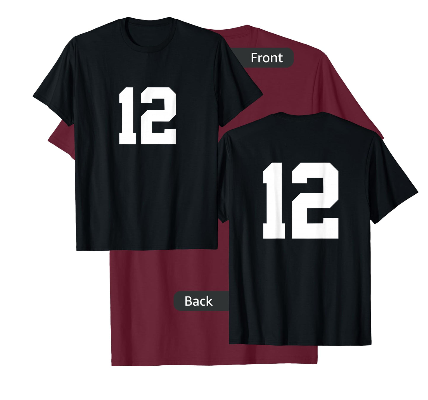 Number 12 (on Front / Back) Sports Team Jersey Number T-Shirt