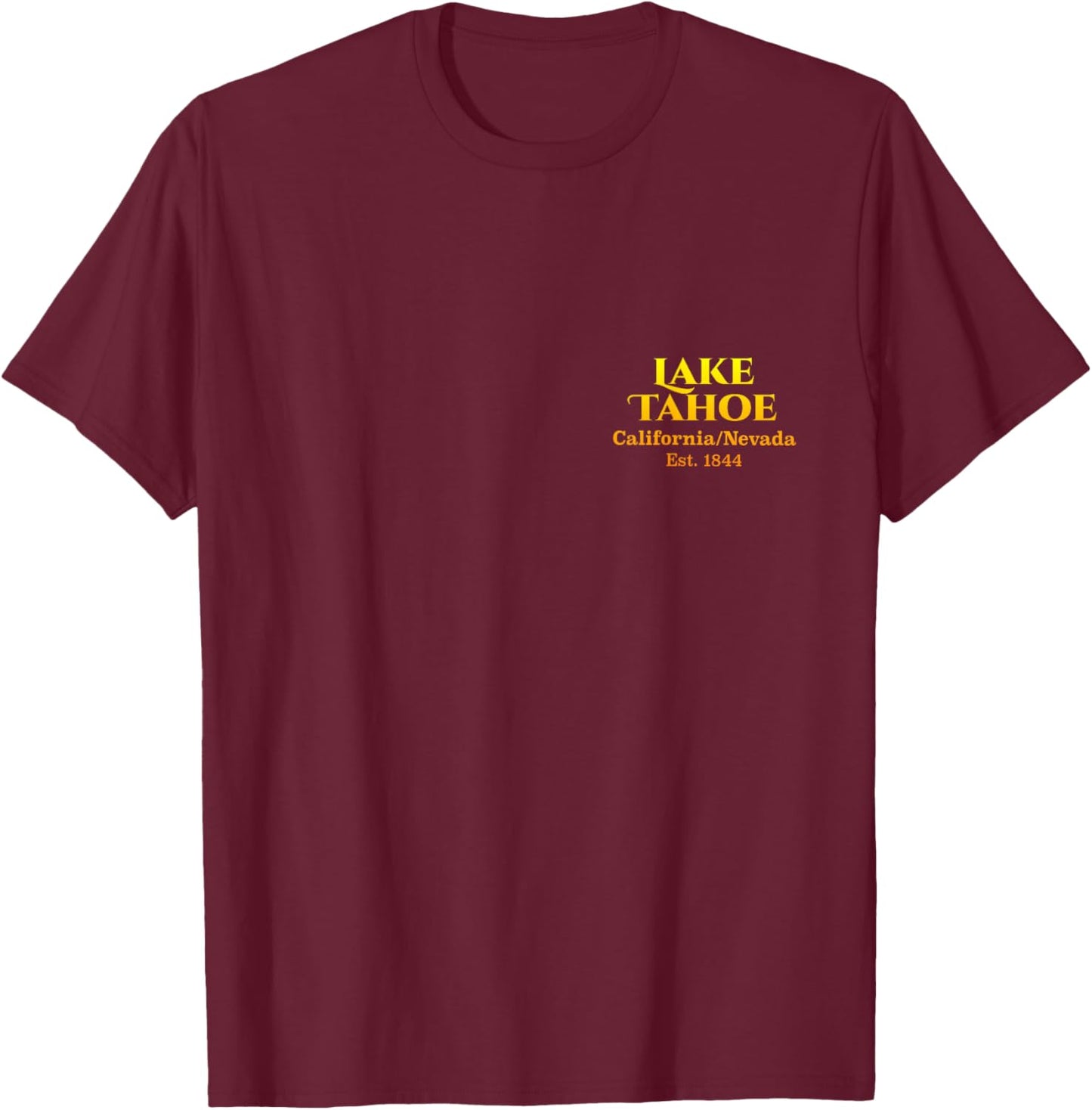 Lake Tahoe Design Chest Pocket Logo Deer 2-Sided T-Shirt - T-Shirt | Maroon