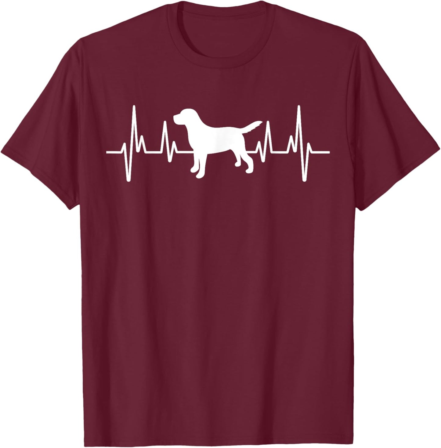 Black Yellow Chocolate Lab Heartbeat Valentine's Labrador T-Shirt - T-Shirt | Maroon
