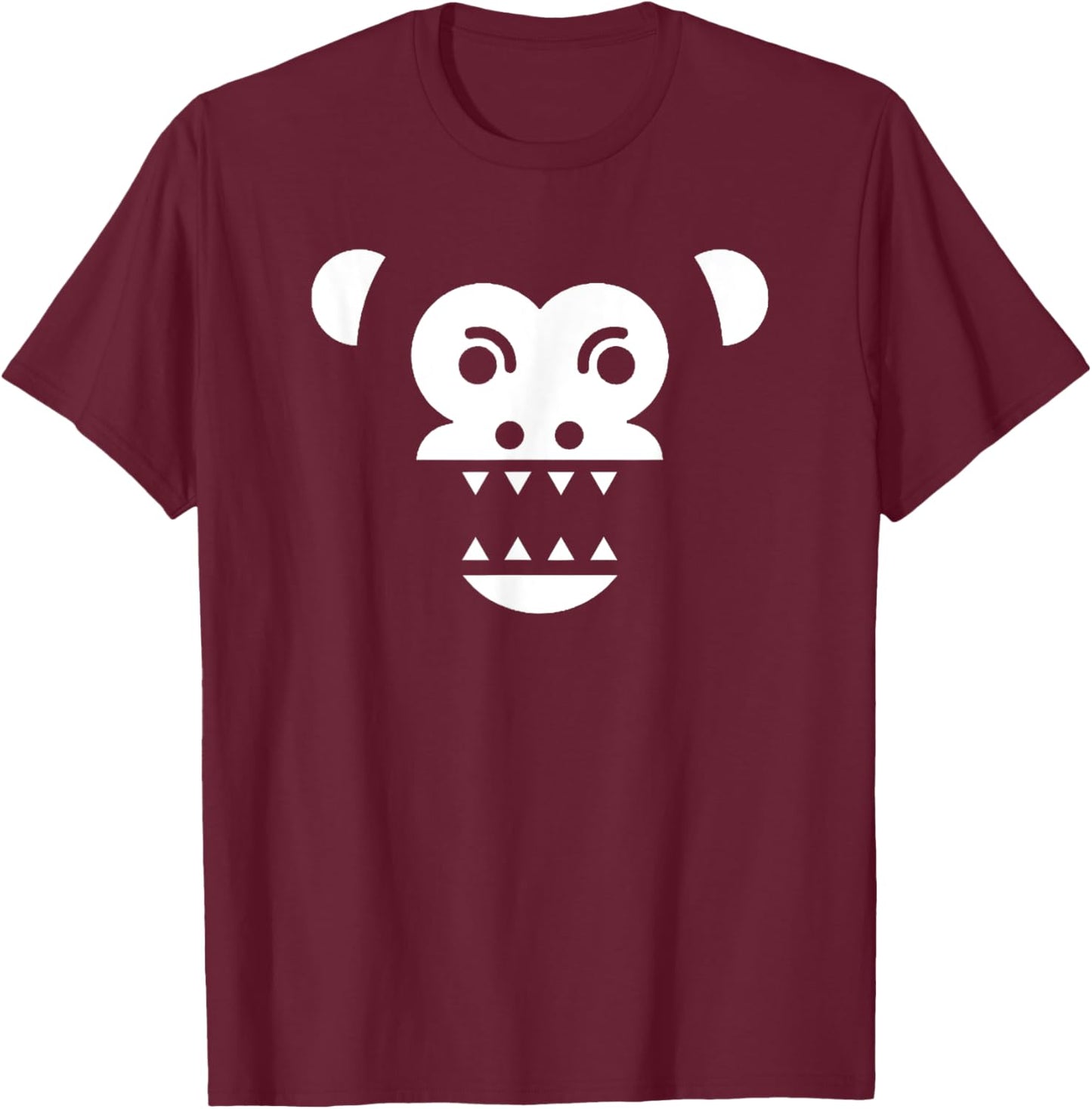 Scary Creepy Angry Monkey Gorilla Face For Trick And Treat T-Shirt - T-Shirt | Maroon