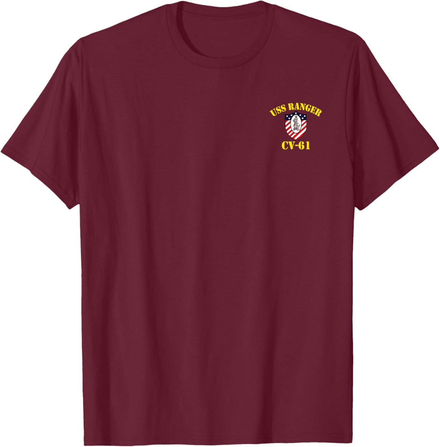 USS Ranger CV-61 Veteran Shirt Patriotic Veterans Day Dad Men T-Shirt - T-Shirt | Maroon