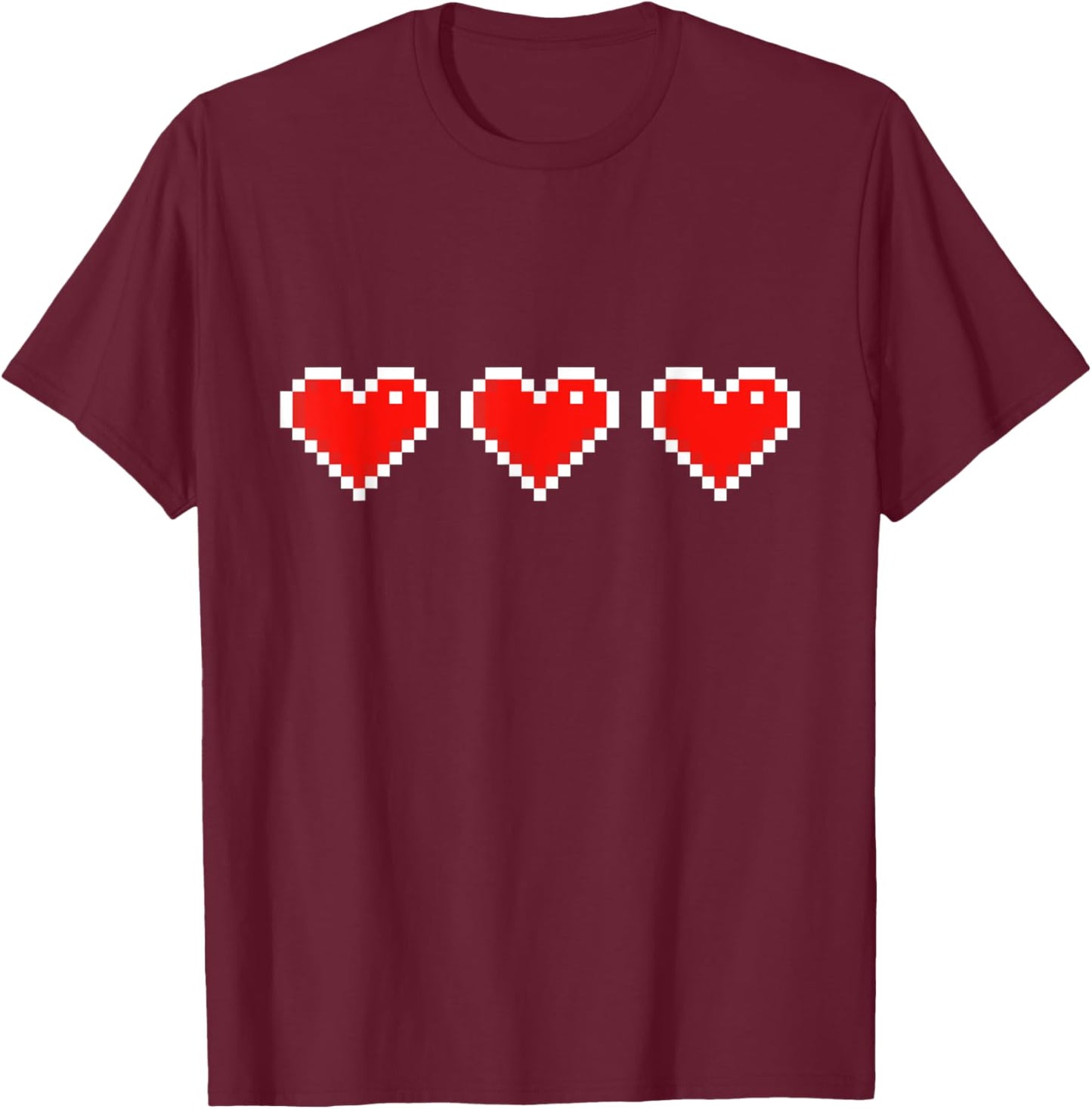 Old 8 Bit Heart Arcade Retro Pixel Gamer Valentine's Day T-Shirt - T-Shirt | Maroon