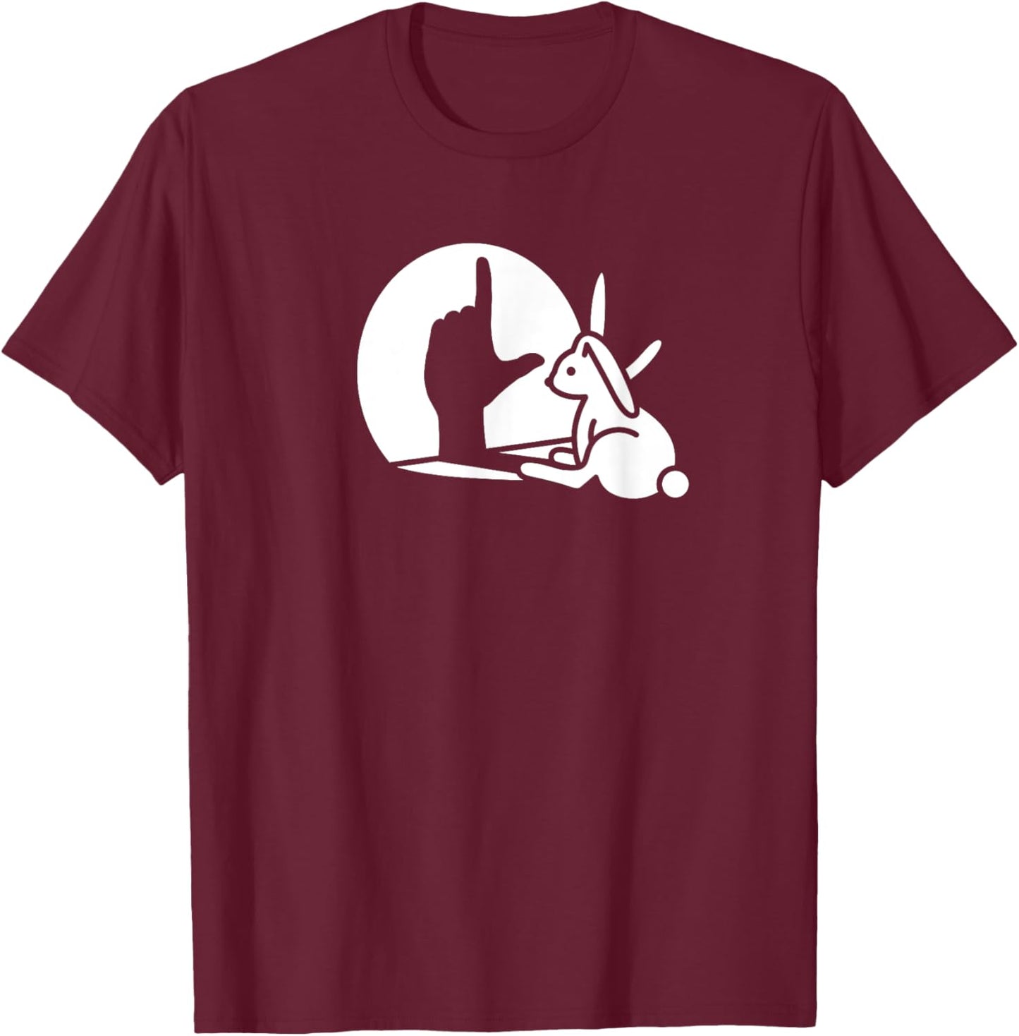 Loser funny Rabbit shadow hand sign language bunny humor T-Shirt - T-Shirt | Maroon