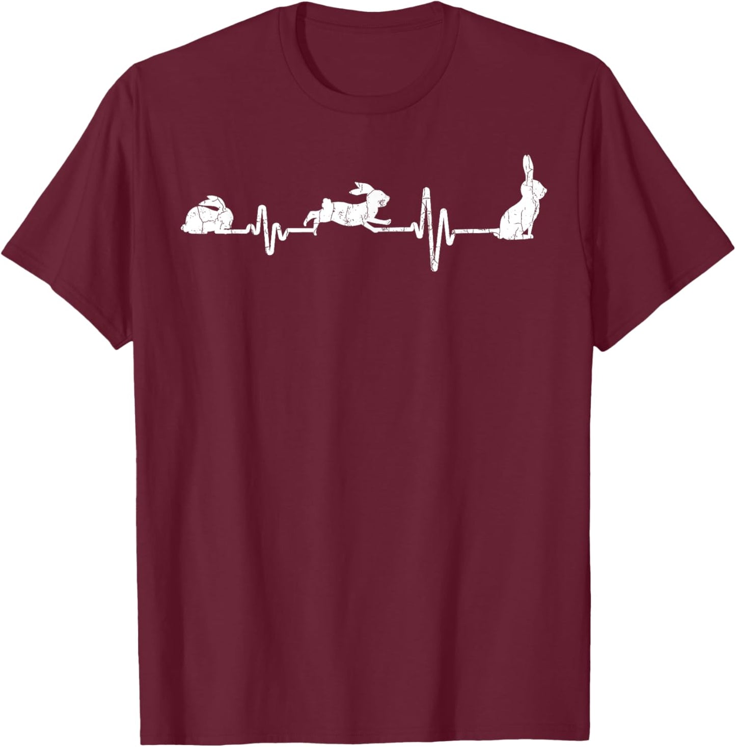 Rabbit Heartbeat Funny Graphic Bunny T-Shirt - T-Shirt | Maroon