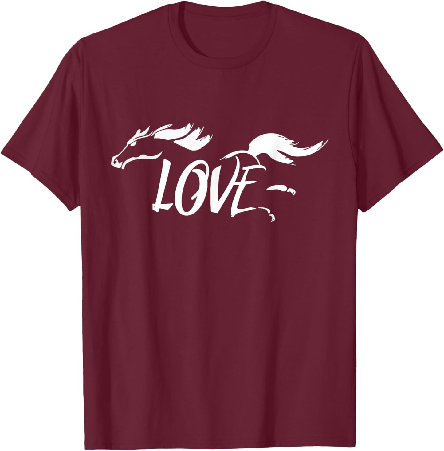 Love Horses Gifts For Horse Lovers Girls Women T-Shirt - T-Shirt | Maroon