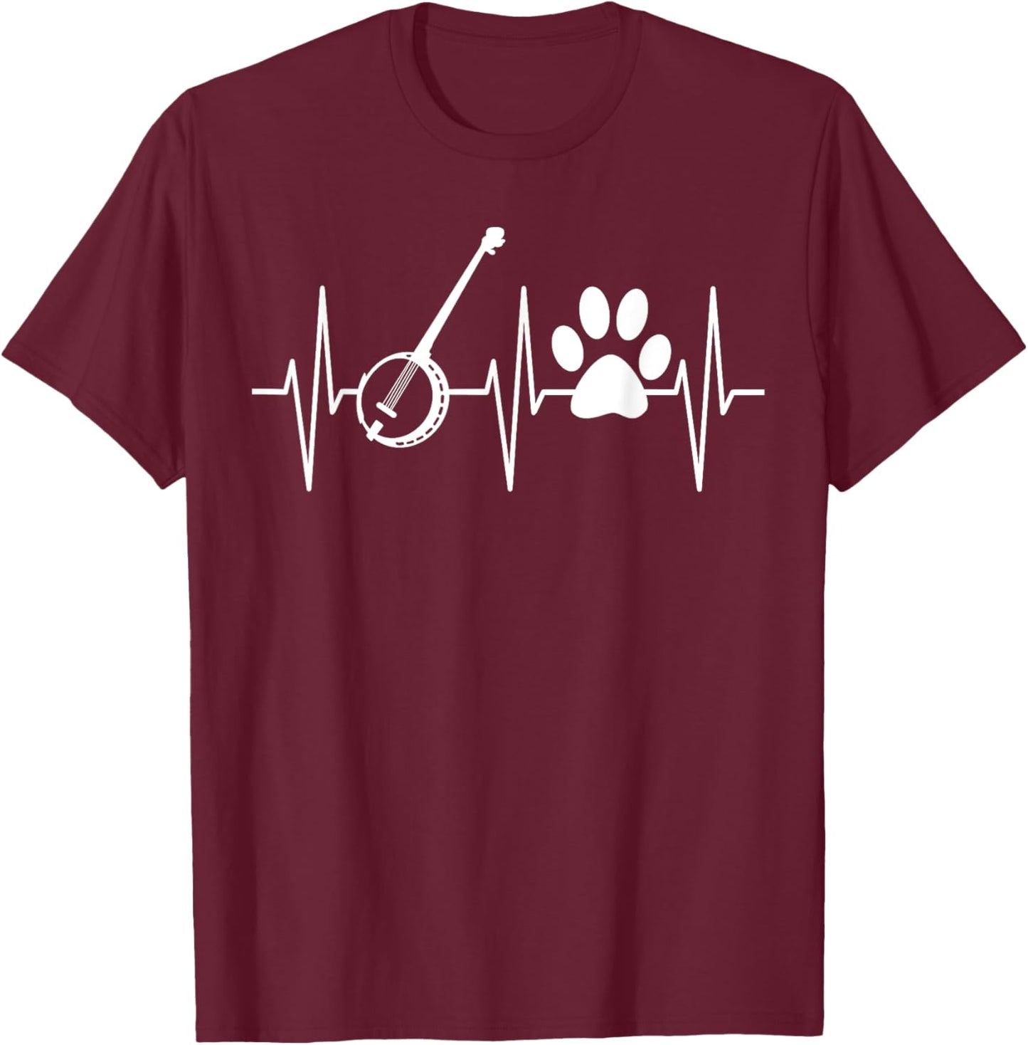 Banjo Shirt Funny Dog Lover Musician Bluegrass Band Men Women Kids T-Shirt - T-Shirt | Maroon