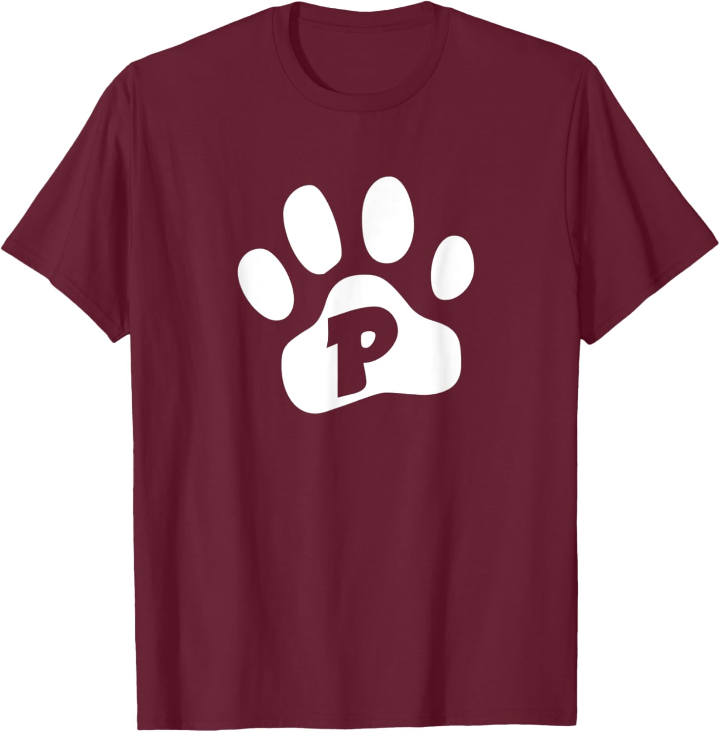 Letter P Dog Paw Alphabet Outfit For Dog Lovers Puppy Men Women Kids T-Shirt - T-Shirt | Maroon