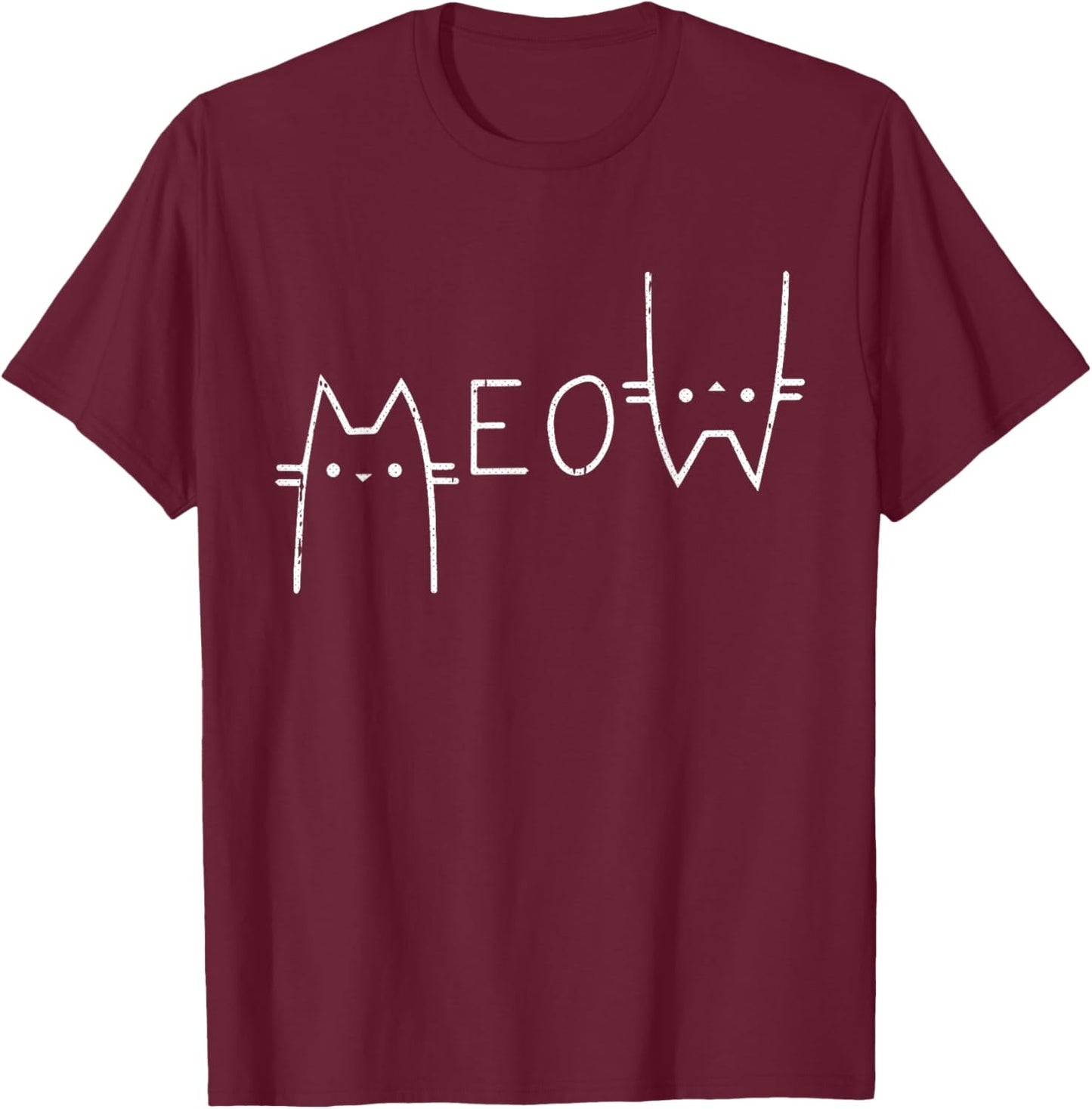 Meow Cat Lazy Halloween Costume Kawaii Kitten Kitty T-Shirt - T-Shirt | Maroon
