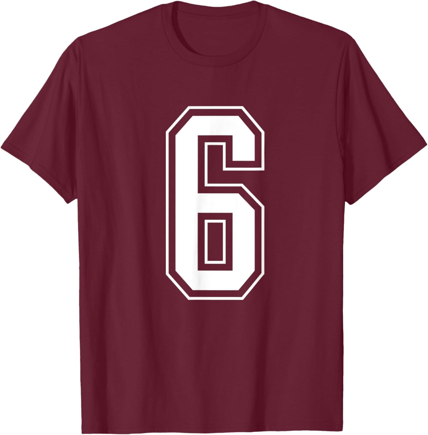 Varsity Jersey Number 6 T-Shirt - T-Shirt | Maroon