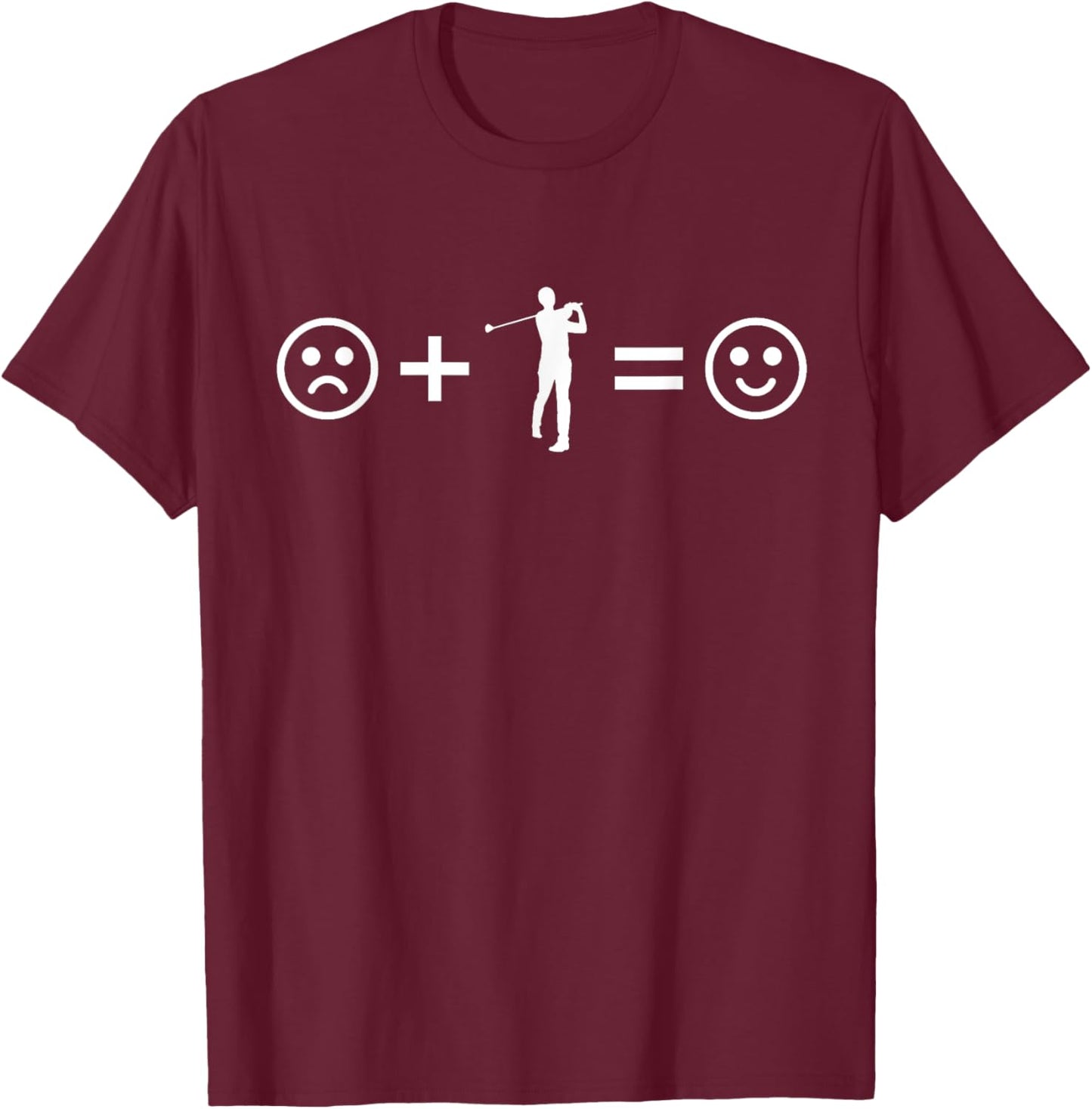 Golf Lover Player Sad Happy Face Equation T-Shirt - T-Shirt | Maroon