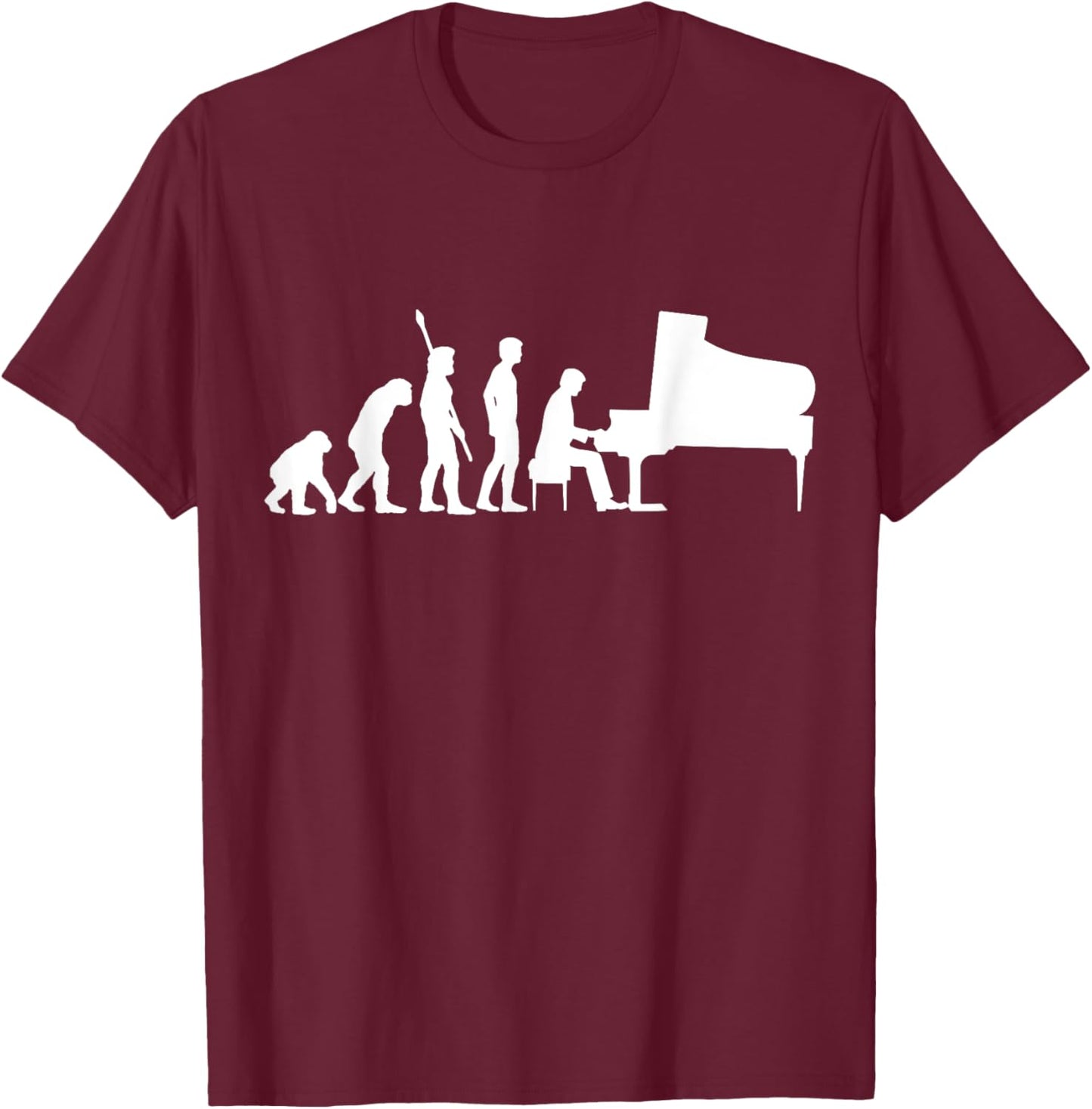 Funny Piano Player Pianist Musician Saying I Evolution T-Shirt - T-Shirt | Maroon