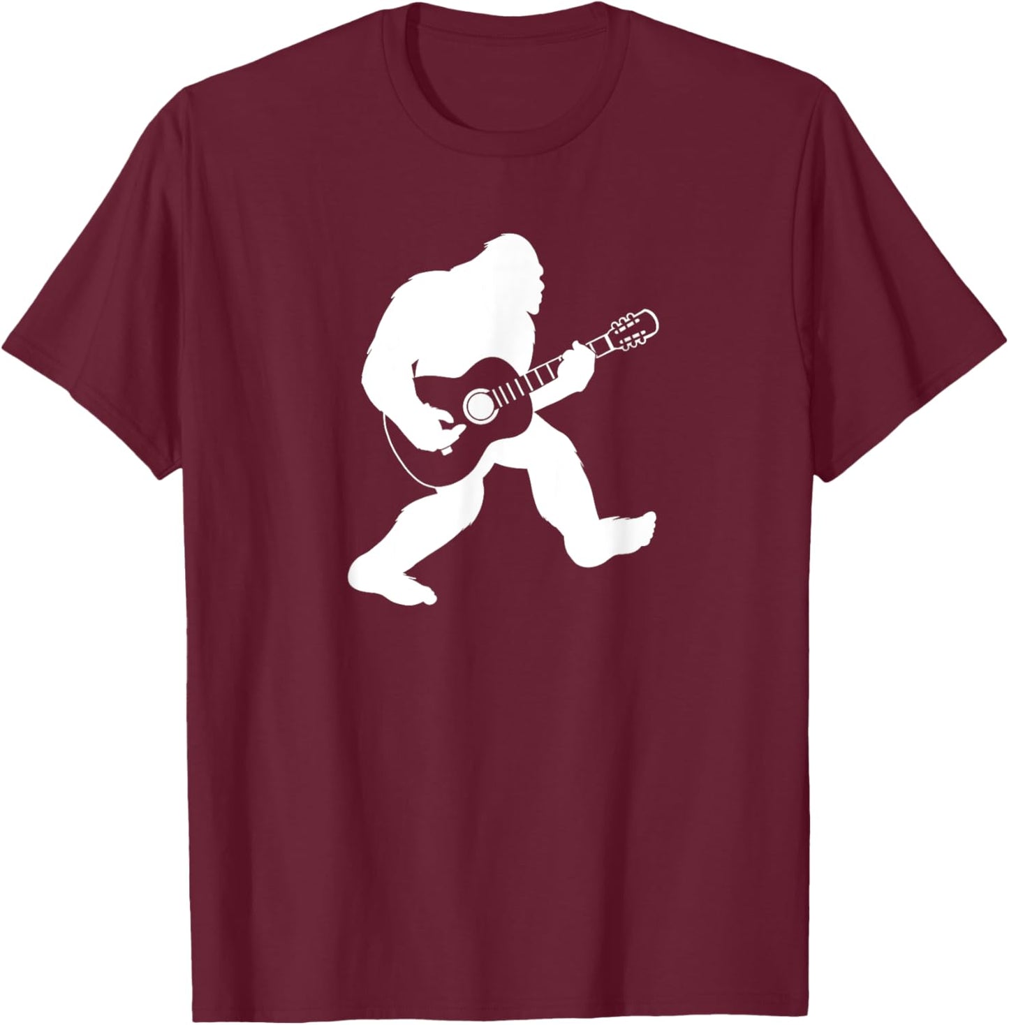 Bigfoot playing acoustic guitar T-Shirt - T-Shirt | Maroon