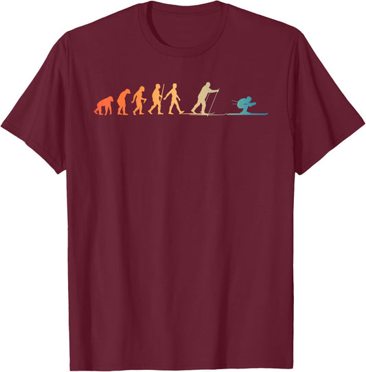 Nordic Ski Art Men Women Snowboard Skier Skiing Lovers T-Shirt - T-Shirt | Maroon