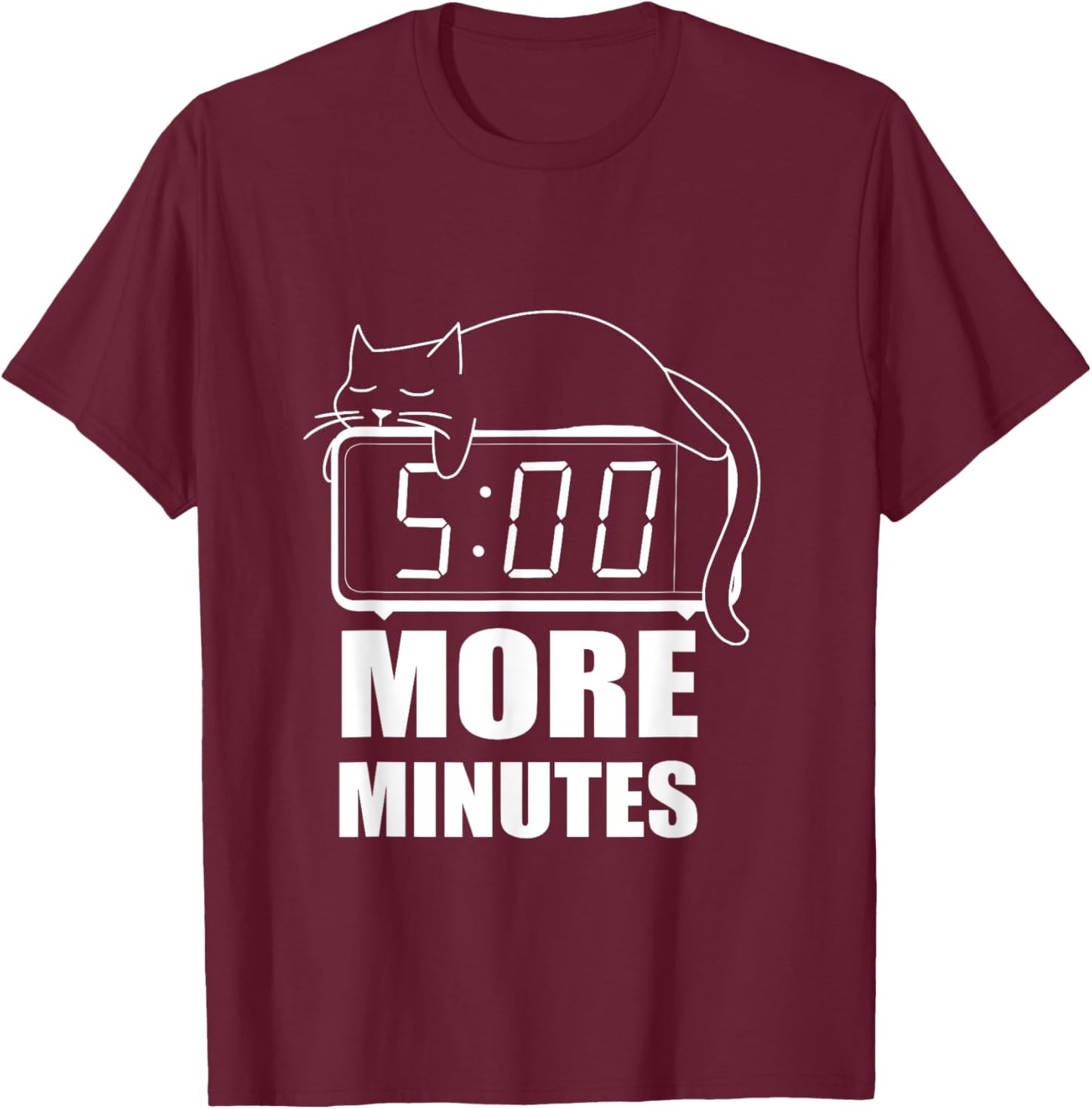 5 More Minutes Cute Sleeping Cat Men Women T-Shirt - T-Shirt | Maroon