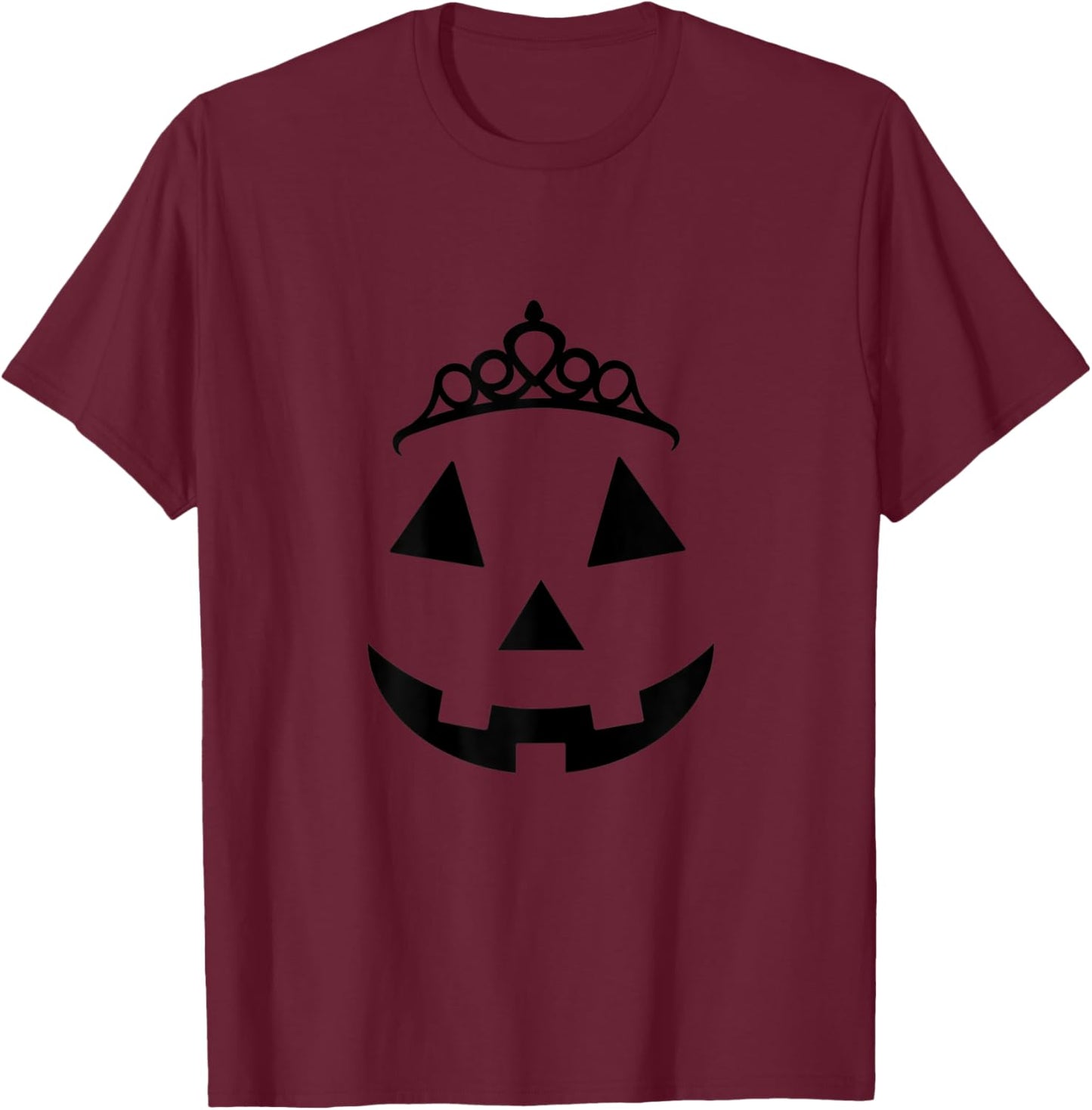 Halloween Pumpkin Face Pink Jack-O-Lantern Princess Queen T-Shirt - T-Shirt | Maroon