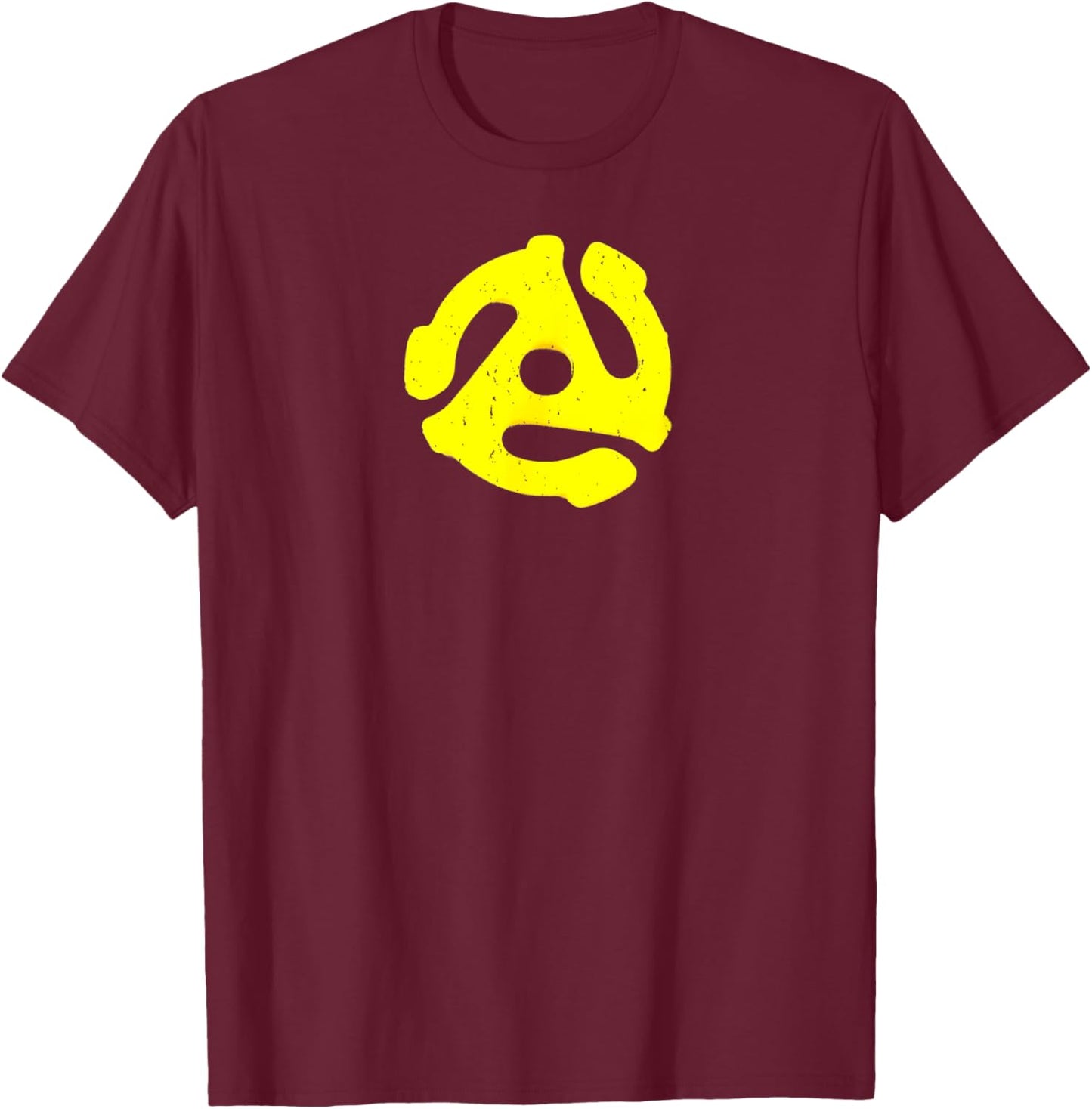 45 RPM Vinyl Plate Adapter Turntable Music Album Vintage T-Shirt - T-Shirt | Maroon