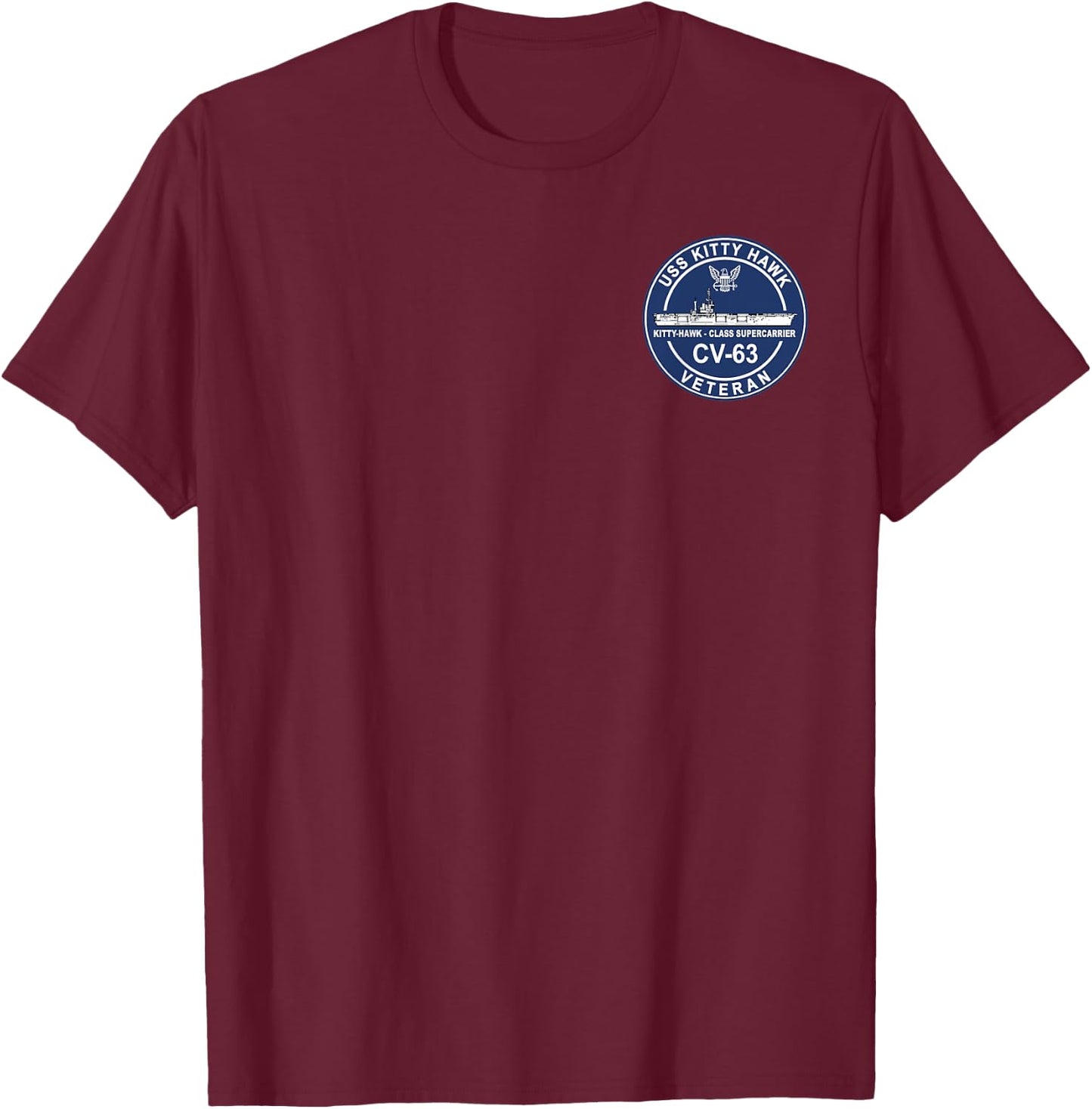 Vintage USS Kitty Hawk CV-63 Aircraft Carrier Veteran Flag T-Shirt - T-Shirt | Maroon