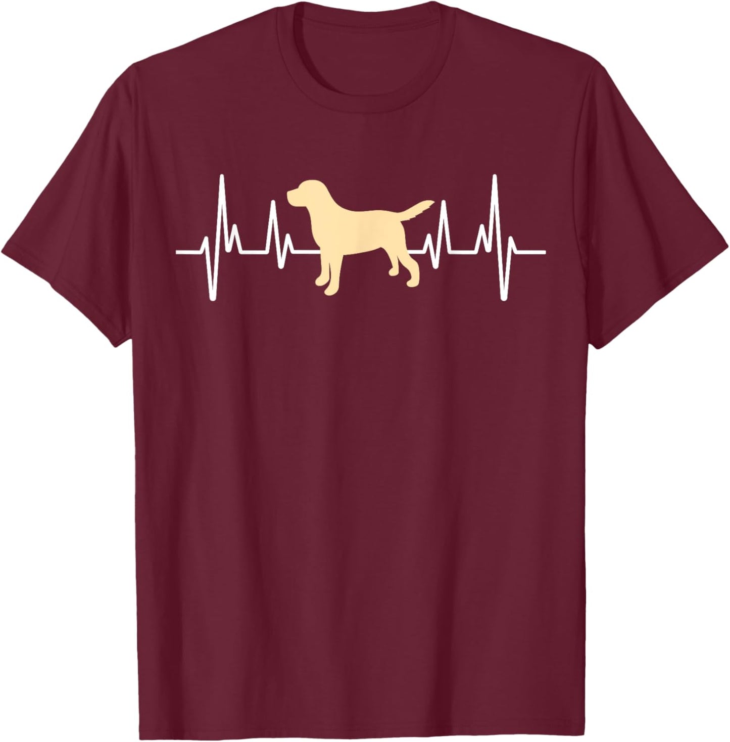 Yellow Lab Heartbeat Valentine's Day Dog Labrador Retriever T-Shirt - T-Shirt | Maroon