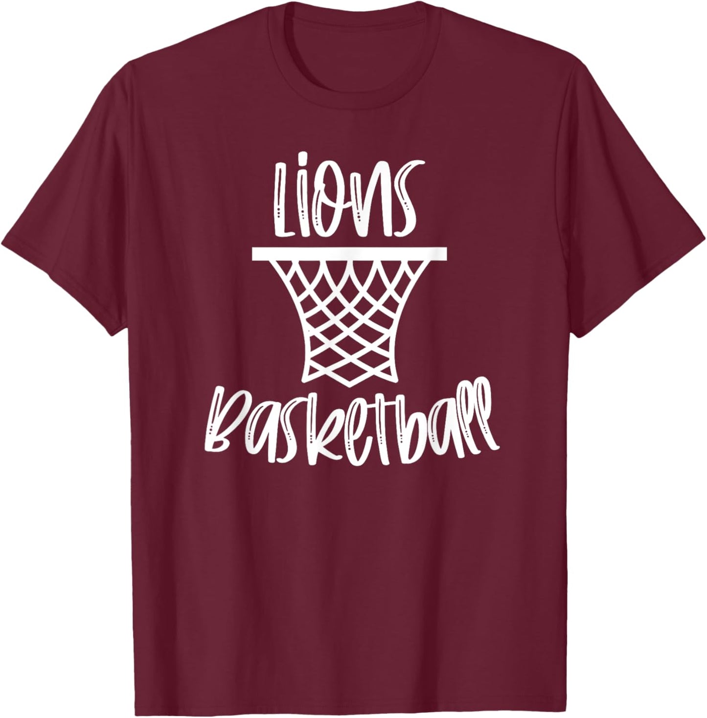 Lions Basketball Team Mascot School Spirit Game Night T-Shirt - T-Shirt | Maroon
