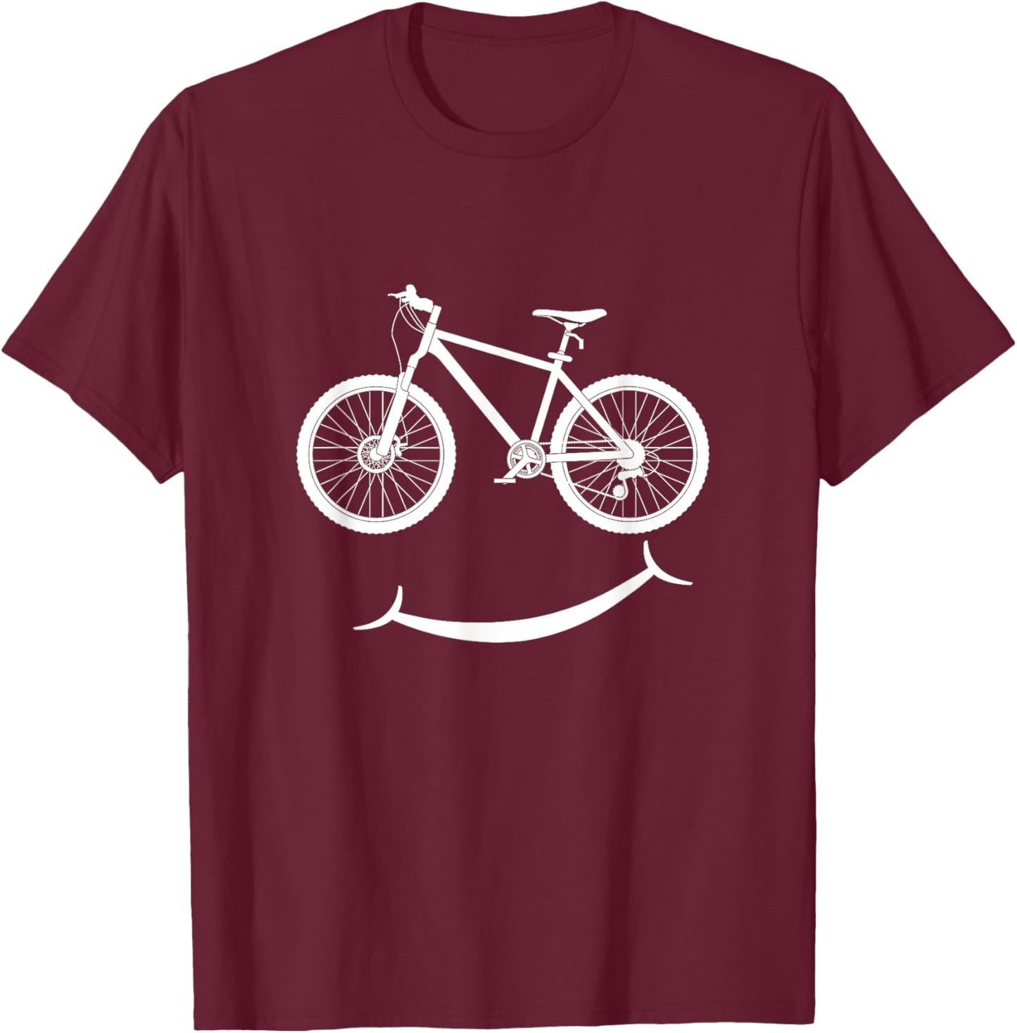 Funny Bicycle Smile Bike Smiling Face Biker Cycling Lover T-Shirt - T-Shirt | Maroon