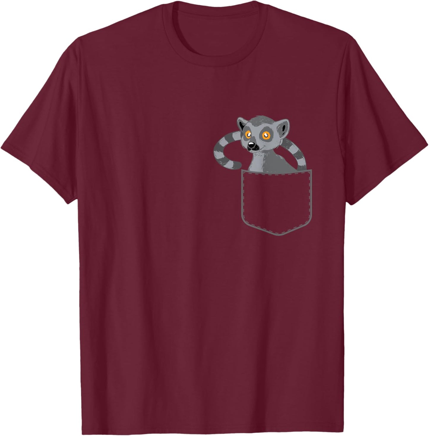 Lemur Pocket - Animal Researcher Zookeeper Lemur Lover T-Shirt - T-Shirt | Maroon