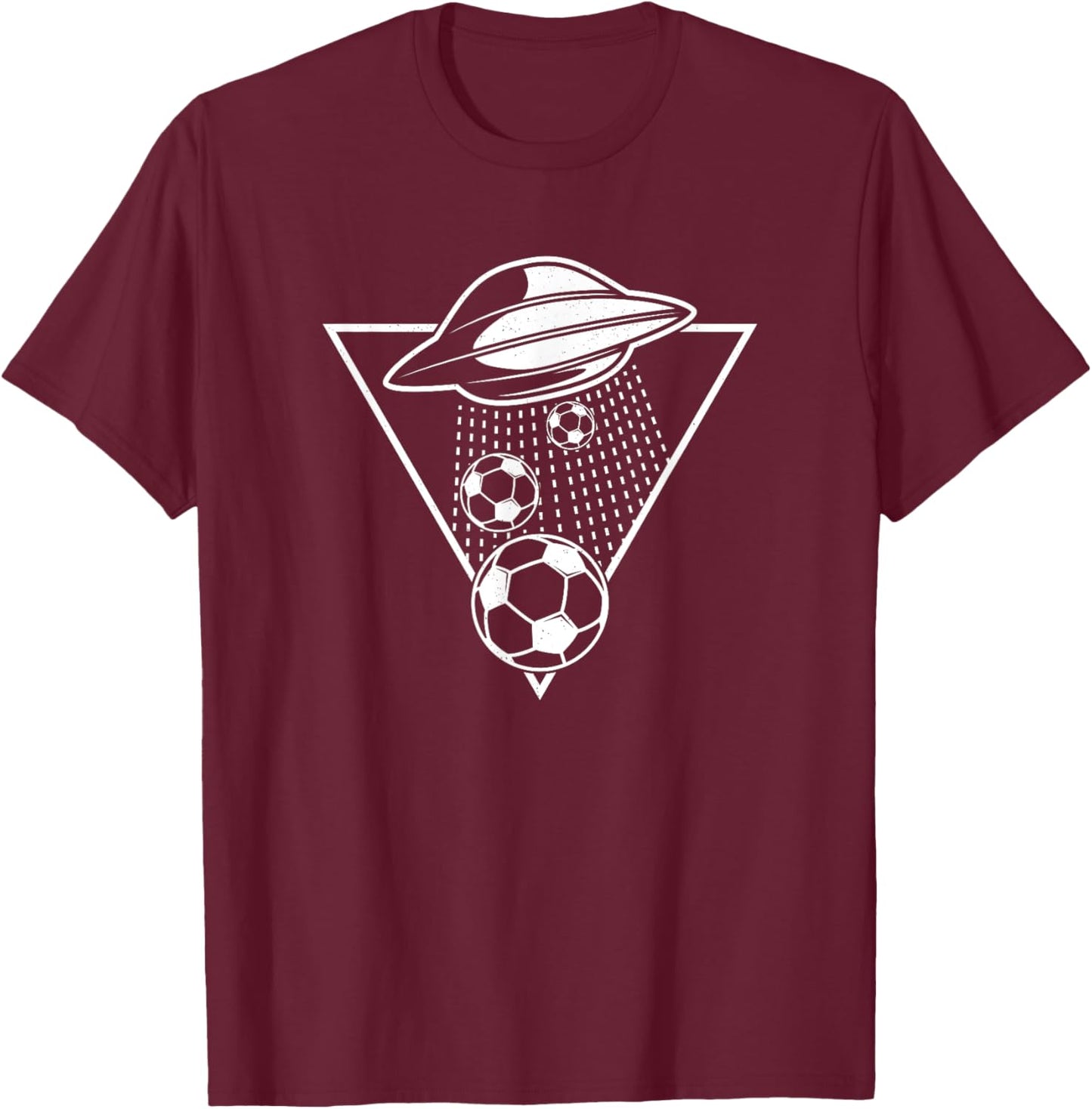 Football UFO Funny Soccer Ball Abduction T-Shirt - T-Shirt | Maroon