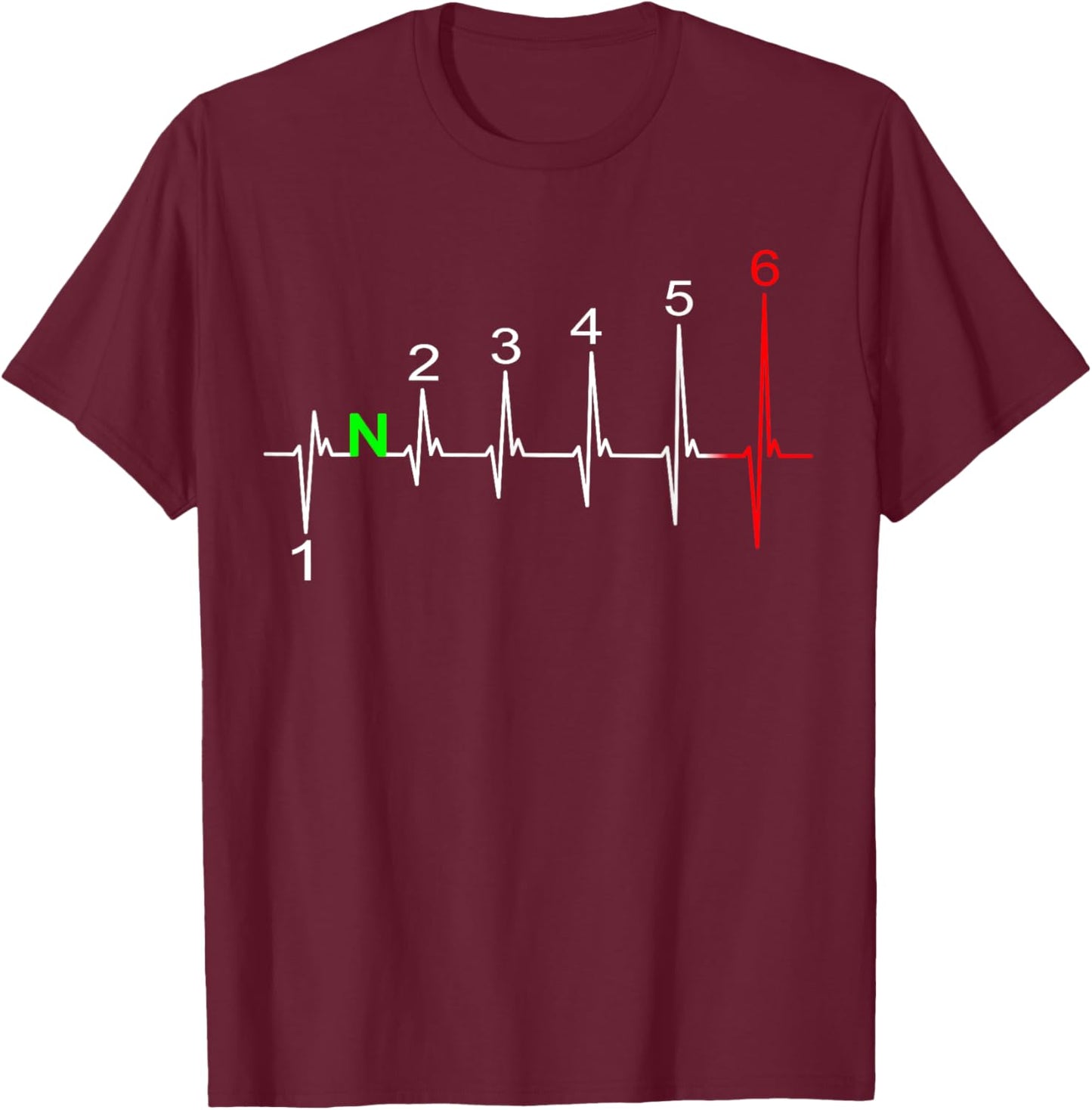 Motorcycle Heartbeat ECG Heart Rate Gear Shifter 1-6 Gears T-Shirt - T-Shirt | Maroon