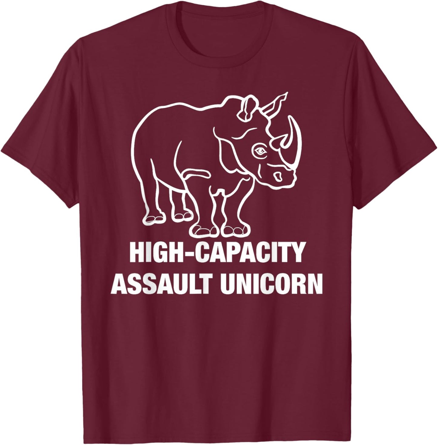 Funny Unicorn Military High Capacity Assault Rhino Horn T-Shirt - T-Shirt | Maroon