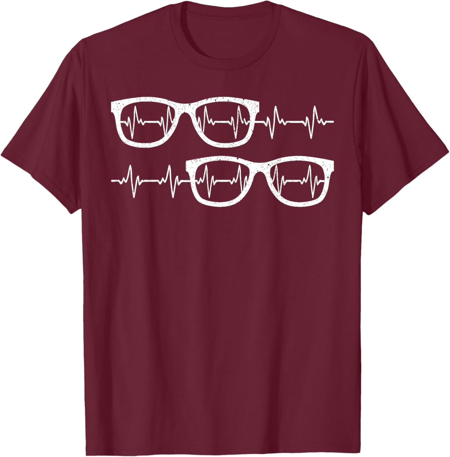 Eyeglass Heartbeat Optician Eye Doctor Ophthalmology T-Shirt - T-Shirt | Maroon